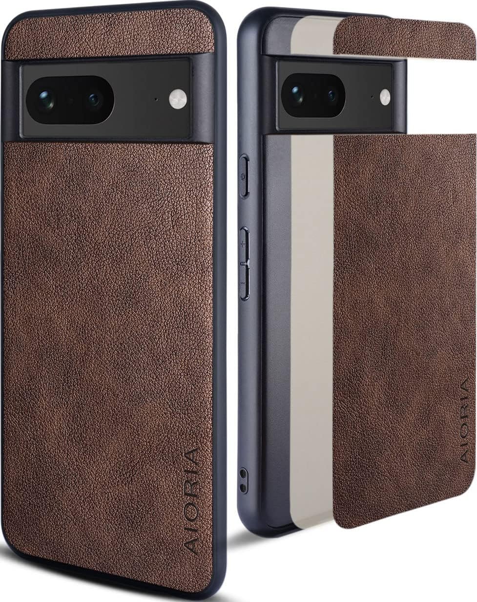 AIORIA Funda para Google Pixel 7A, funda de cuero prémium para teléfono, diseño retro, funda protectora completa para Google Pixel 7A 5G (café)