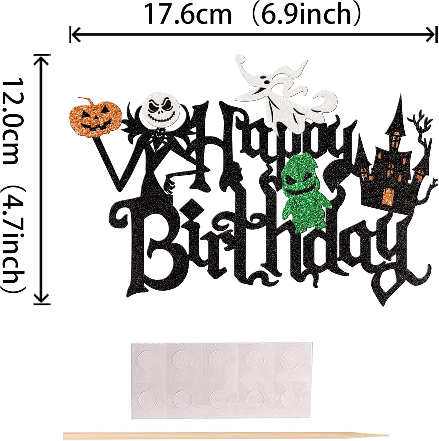 1 paquete de decoración de pastel de Halloween con purpurina para Halloween, mago, fantasma, calabaza, pasteles, decoración para casa encantada,