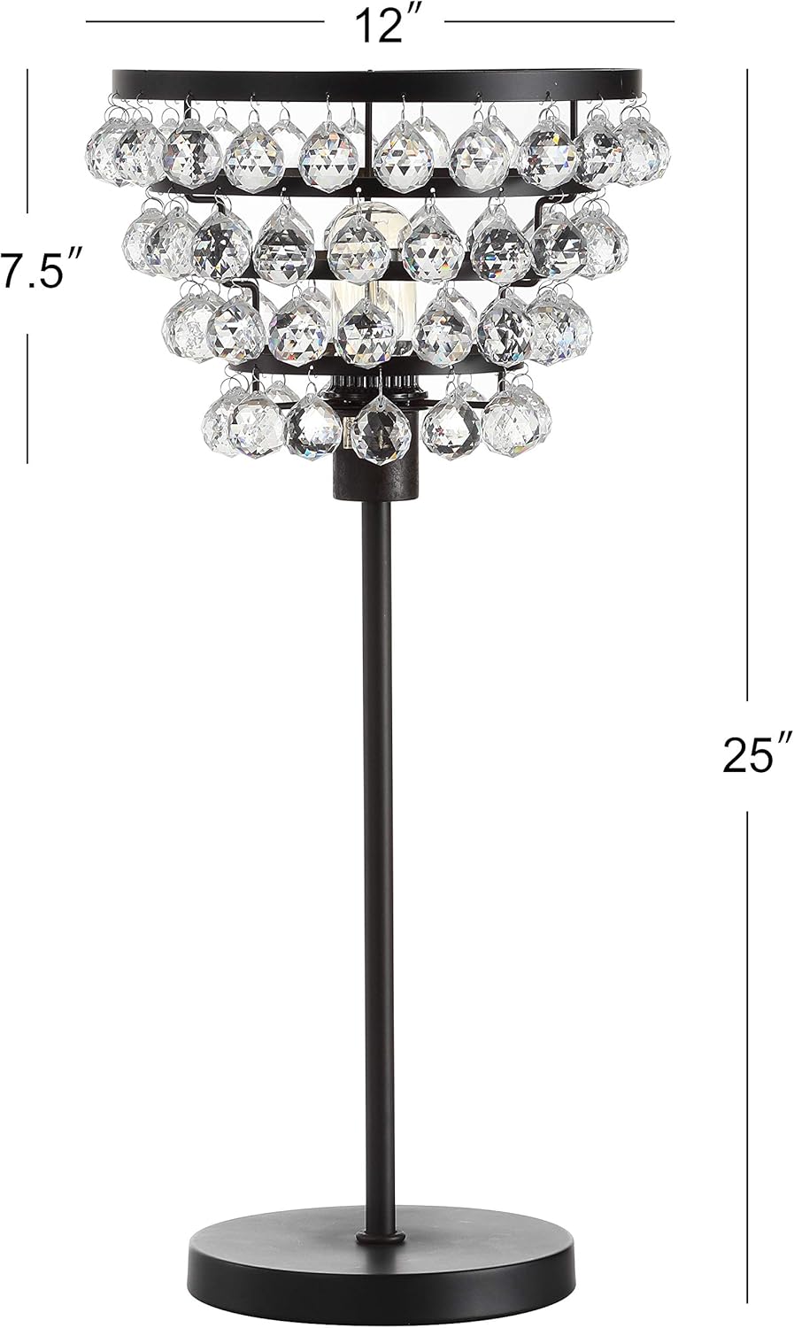 JONATHAN Y JYL9004A Buckingham – Lámpara de mesa de cristal y metal de 25 pulgadas, moderna y contemporánea, lámpara de mesita de noche para
