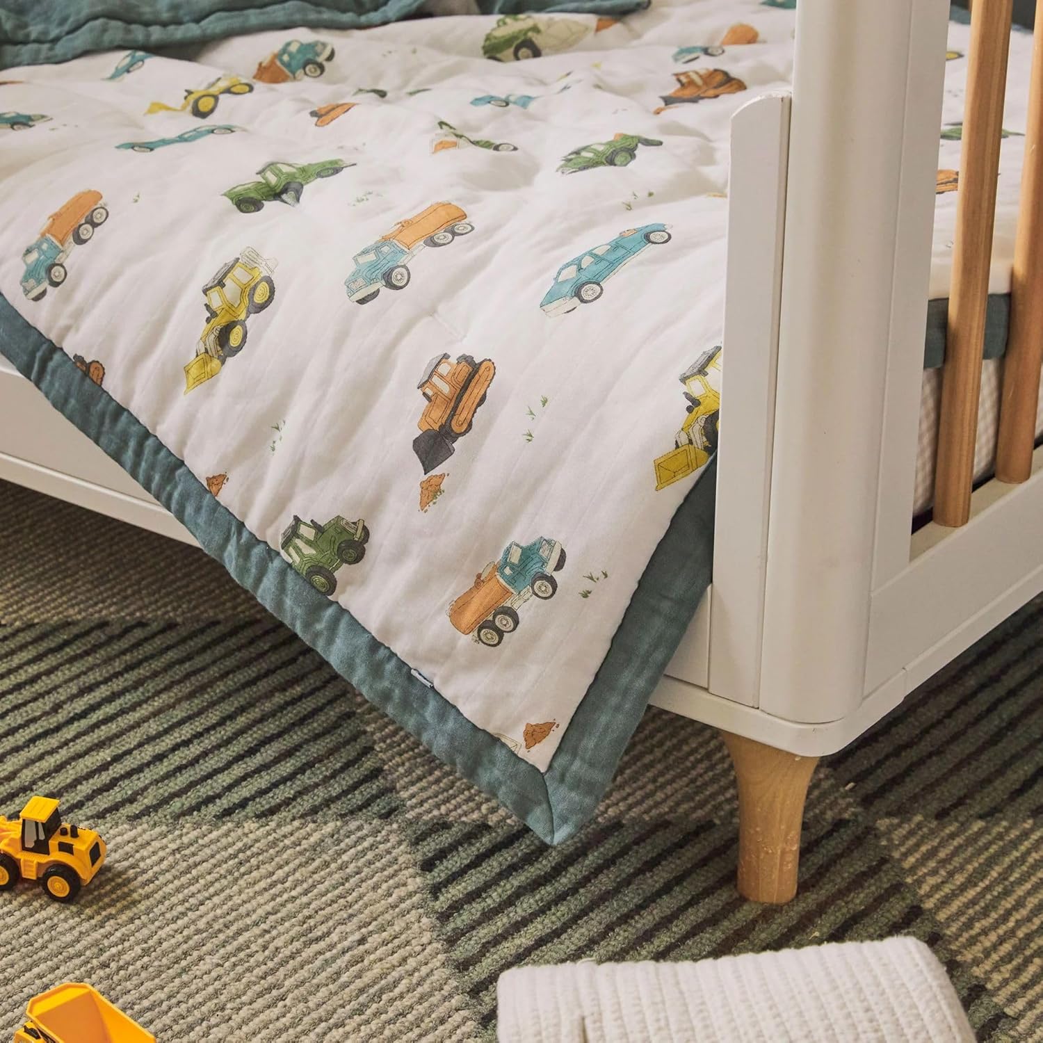 Little Unicorn Ropa de cama de muselina de algodón para niños pequeños, juego de 3 piezas, edredón, sábana para cuna, funda de almohada tipo sobre,