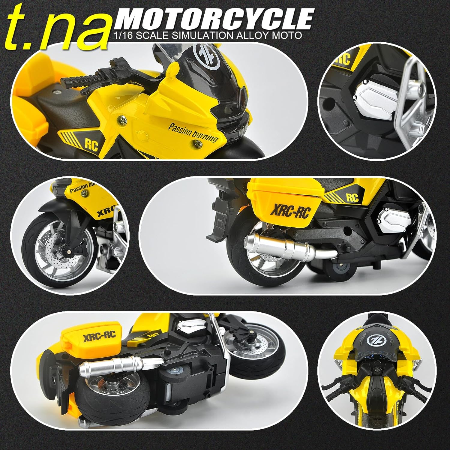 ACROFEK Juguetes de motocicleta de aleación con sonido y luz, juguetes de motocicleta fundidos a presión para niños de 3 a 5 años, gran motocicleta