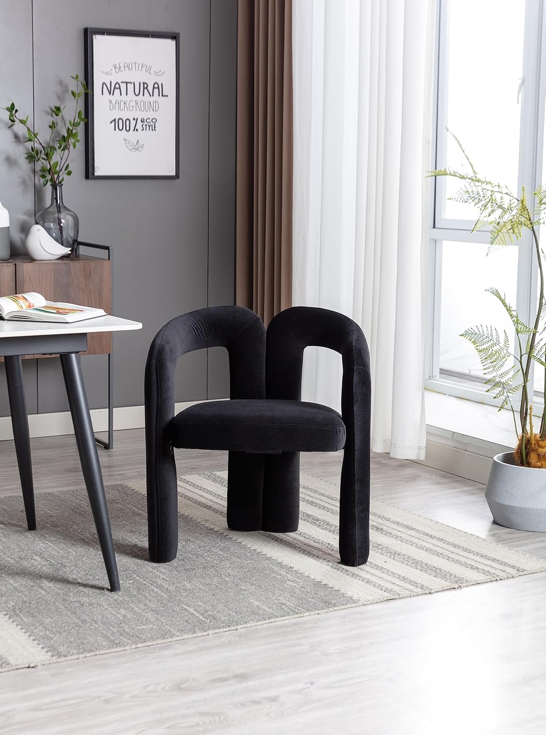 Juego de 2 sillas de comedor modernas, de diseño contemporáneo, silla decorativa tapizada de tela Boucle, cómoda silla auxiliar para cocina,