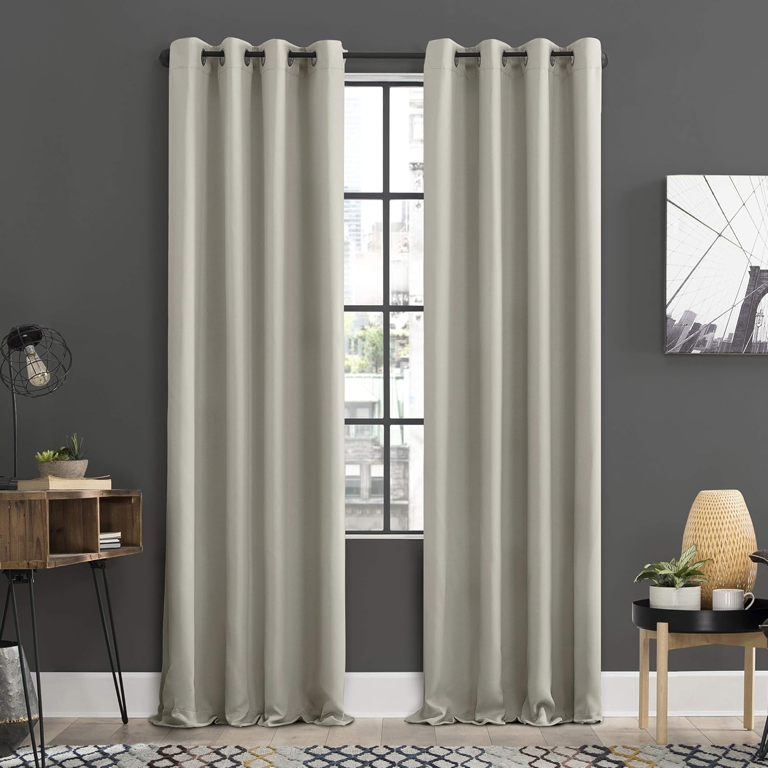 Sun Zero Soho – Juego de 2 paneles de cortinas opacas de eficiencia energética con ojales, 54 x 63 pulgadas, color perla