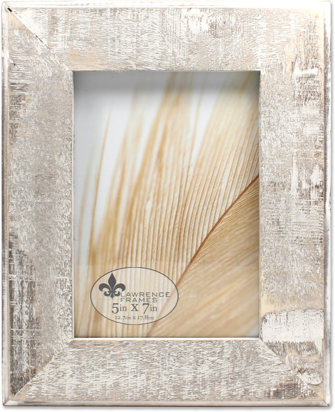 Lawrence Frames Marco de fotos de madera gris envejecida de 5 x 7 pulgadas con blanco lavado