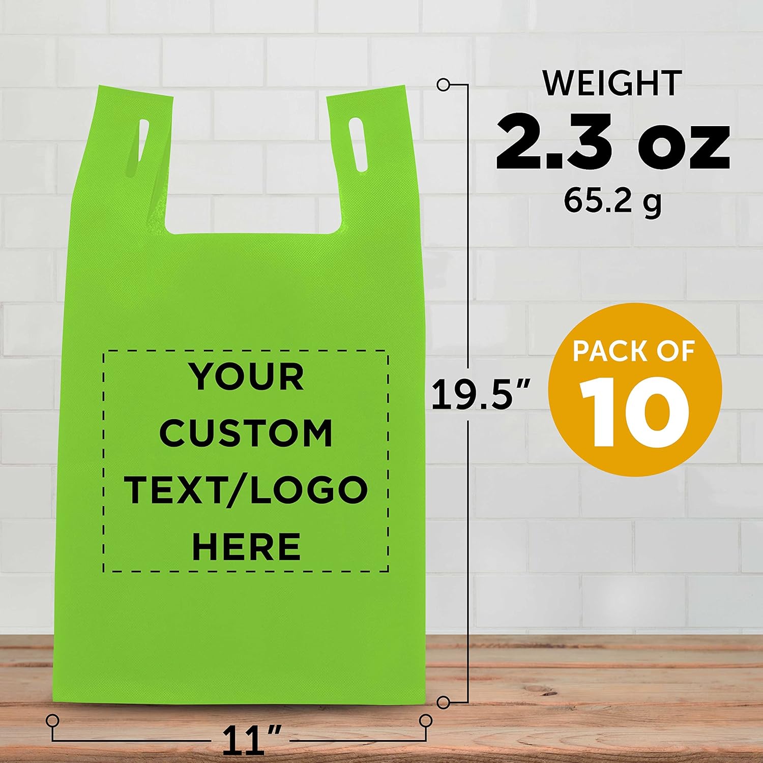 DISCOUNT PROMOS Bodega – Juego de 10 bolsas de mano ligeras personalizadas, reutilizables, ideales para comestibles, ferias comerciales, recuerdos