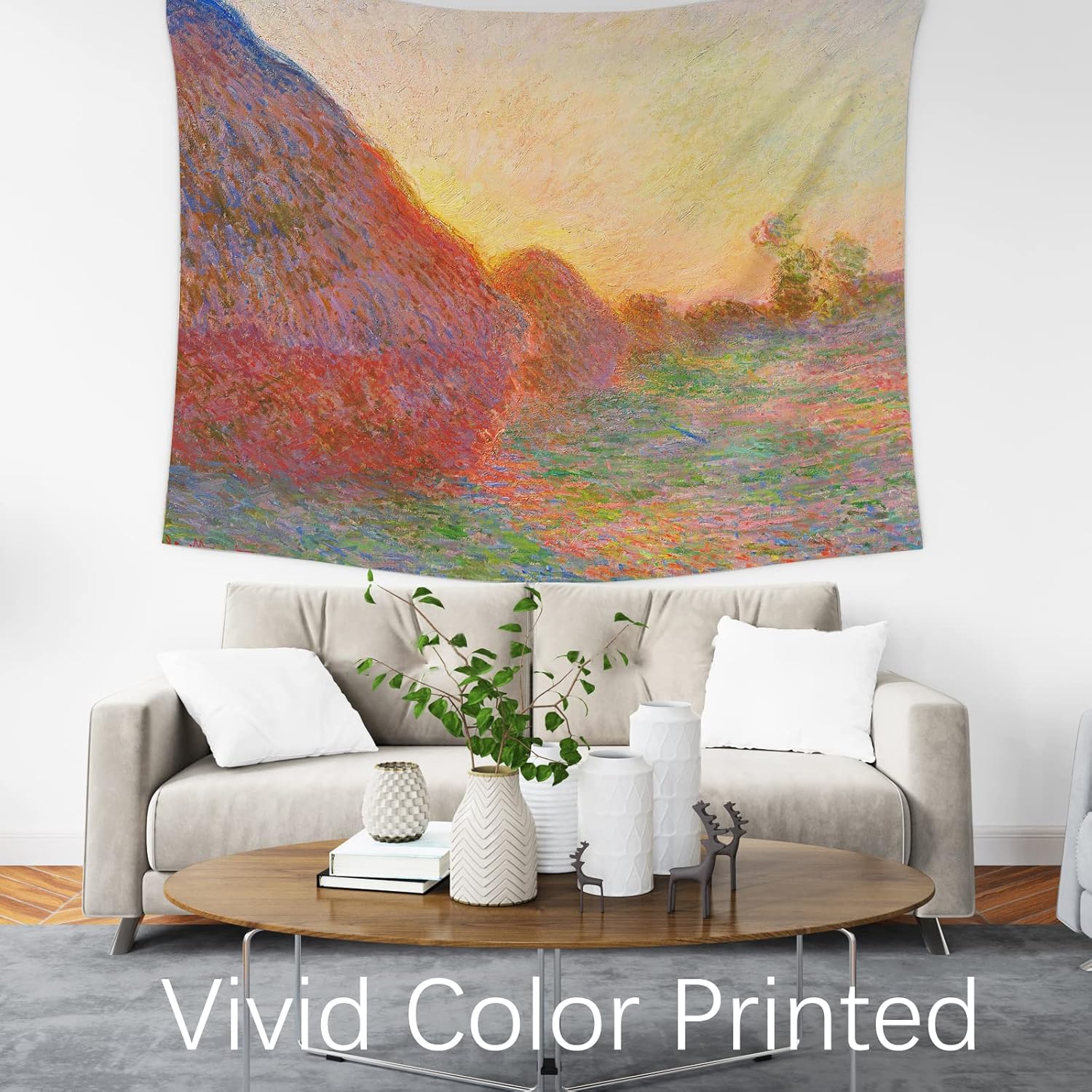 Berkin Arts Tapiz decorativo artístico con diseño de paisaje para colgar en la pared, telón de fondo estético naranja, puesta de sol naranja, gran