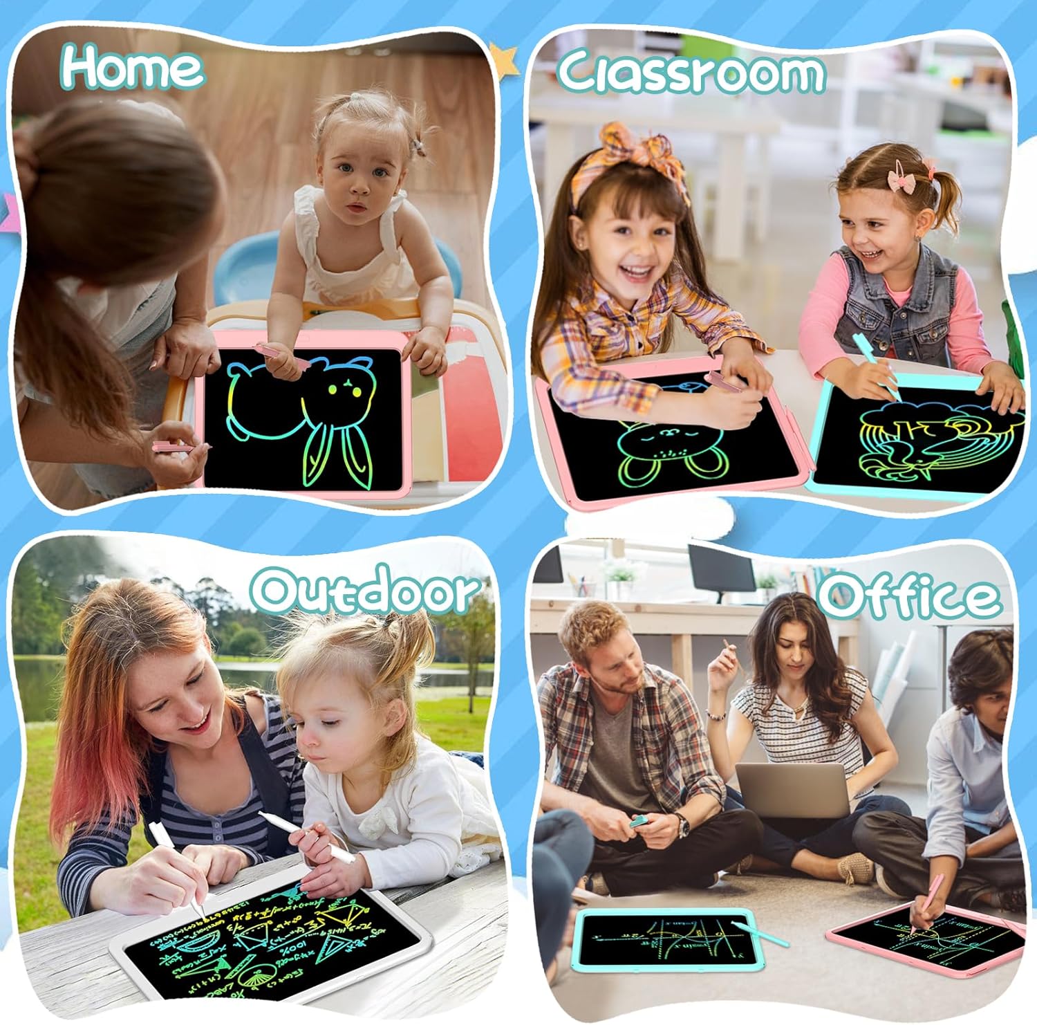 Tableta de escritura LCD para niños de 15 pulgadas, almohadilla de dibujo para colorear para niños pequeños, tablilla de dibujo para niños, juguetes