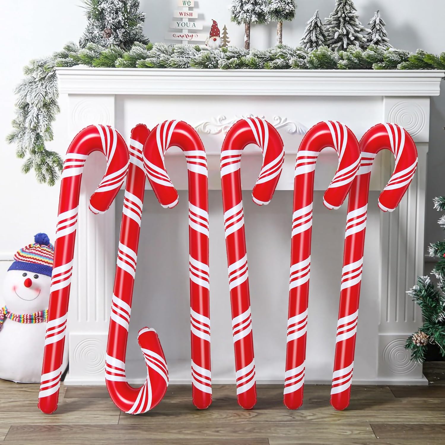 6 bastones de caramelo inflables de Navidad de 35 pulgadas para decoraciones de Navidad, decoración de patio para interiores y exteriores para el