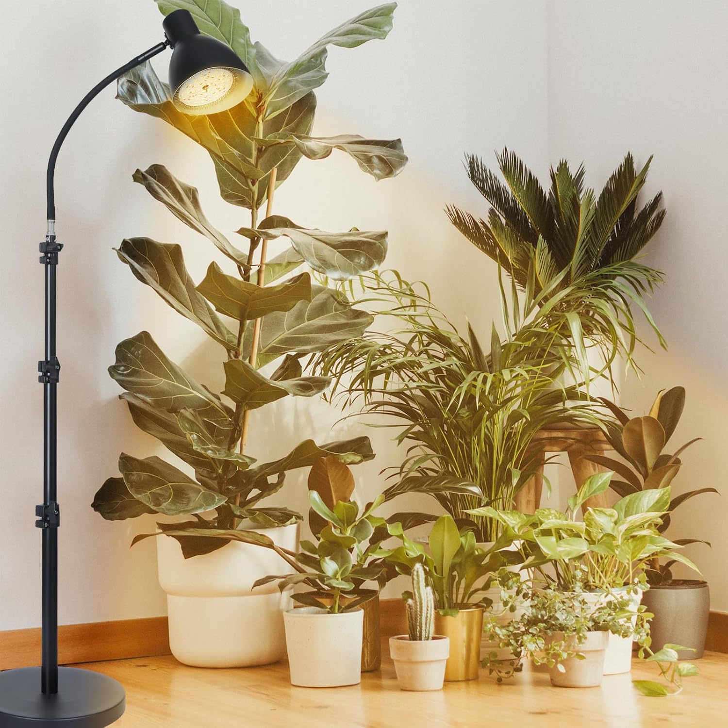Baquler Luz de crecimiento 54 LED de espectro completo para plantas de interior, altura ajustable, 3 espectros opcionales, temporizador de 3, 9, 12