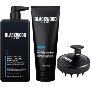 BLACKWOOD FOR MEN Paquete de cuidado del cabello Champú Hidratante Hydroblast (17 oz), Acondicionador Hidratante HydroBlast (4.59 oz), y masajeador BLACKWOOD FOR MEN Paquete de cuidado del cabello Champú Hidratante Hydroblast (17 oz), Acondicionador Hidratante HydroBlast (4.59 oz), y masajeador