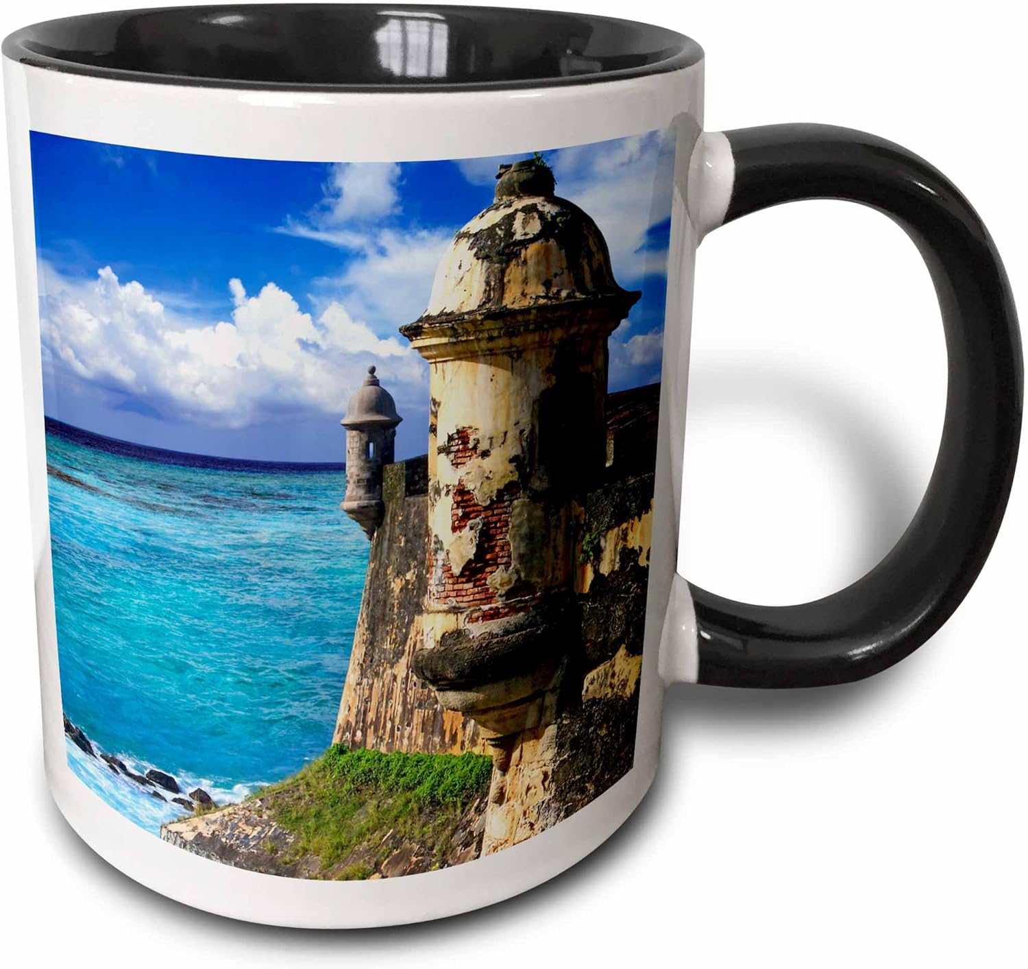 3dRose Puerto Rico, Juan, Fort San Felipe del Morro-CA27 MGL0047-Miva – Taza de 11 onzas, color negro