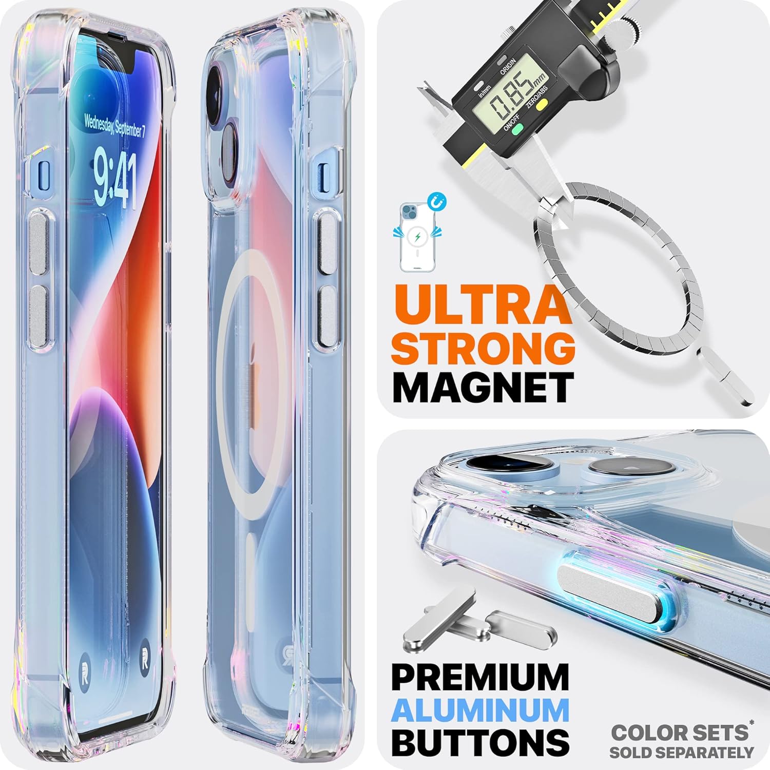 REBEL Funda transparente para iPhone 14 Crystal Series Gen-4 Fuerte compatible con MagSafe, antiarañazos, no amarillea, protección a prueba de