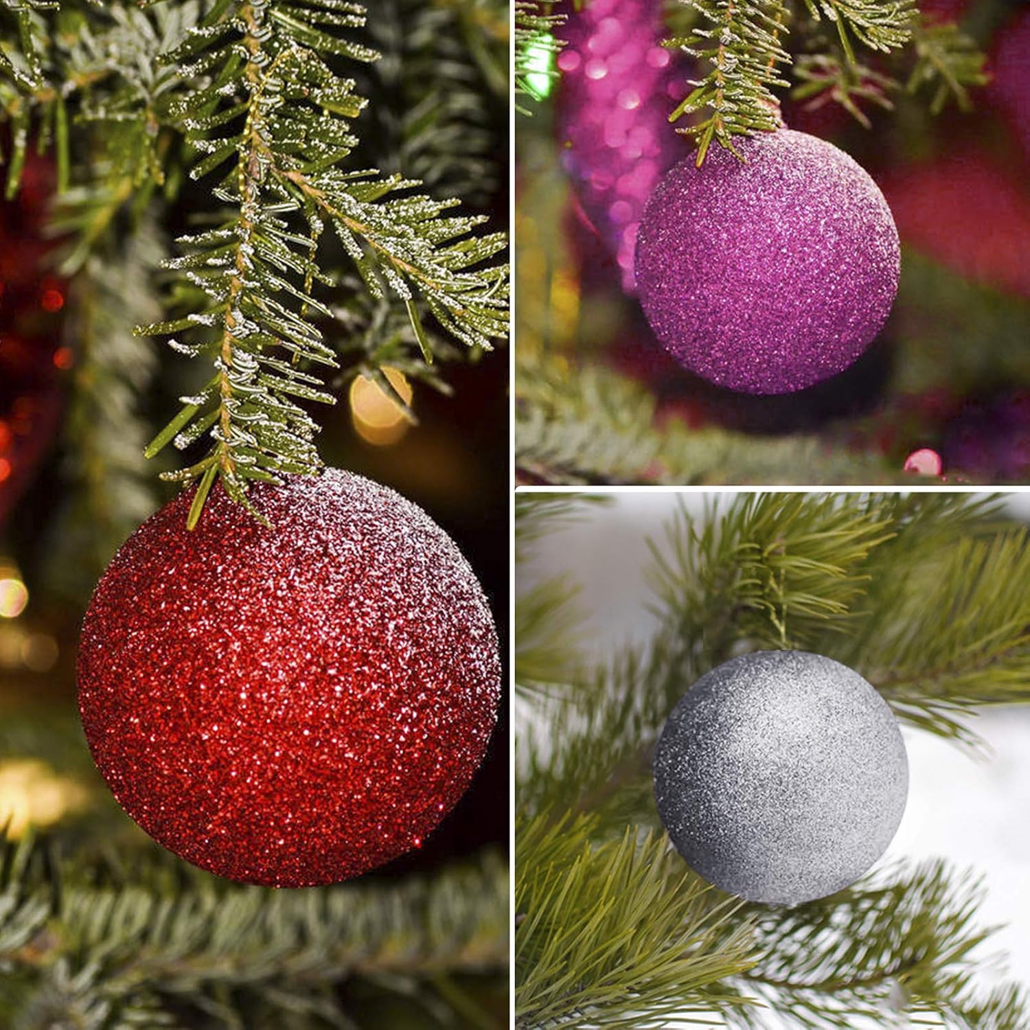 Bolas de Navidad, 96 piezas de adornos de mini árbol de Navidad de 0.8 pulgadas, decoración colgante de espuma de colores con purpurina, rellenos de