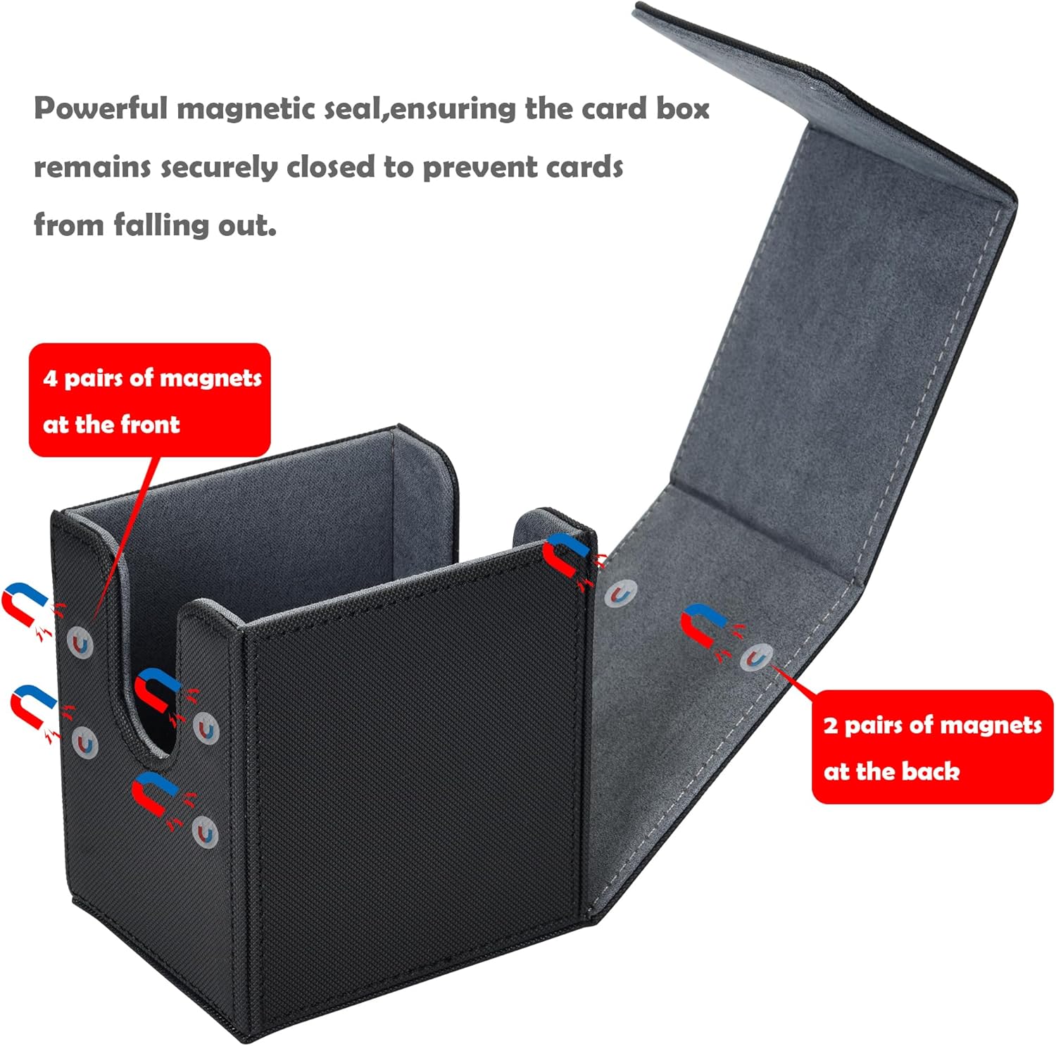 MTG – Caja de cubierta con 2 divisores, caja de gran capacidad para más de 80 tarjetas de doble manga, funda de piel sintética compatible con Magic