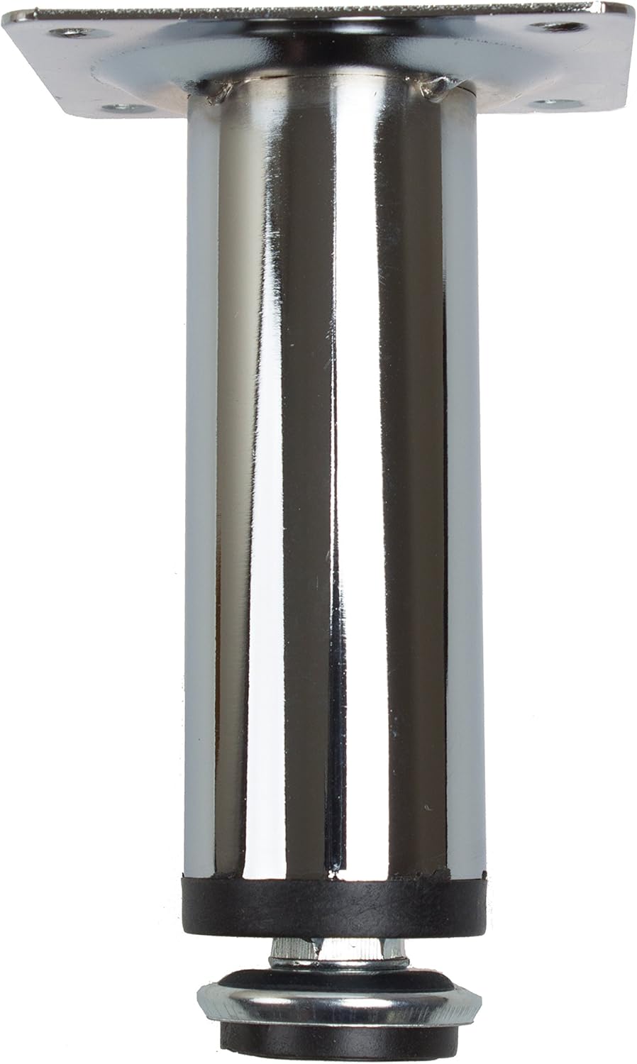 GlideRite Hardware Patas de acero para muebles de 4 pulgadas con tornillo nivelador cromado pulido, paquete de (4)