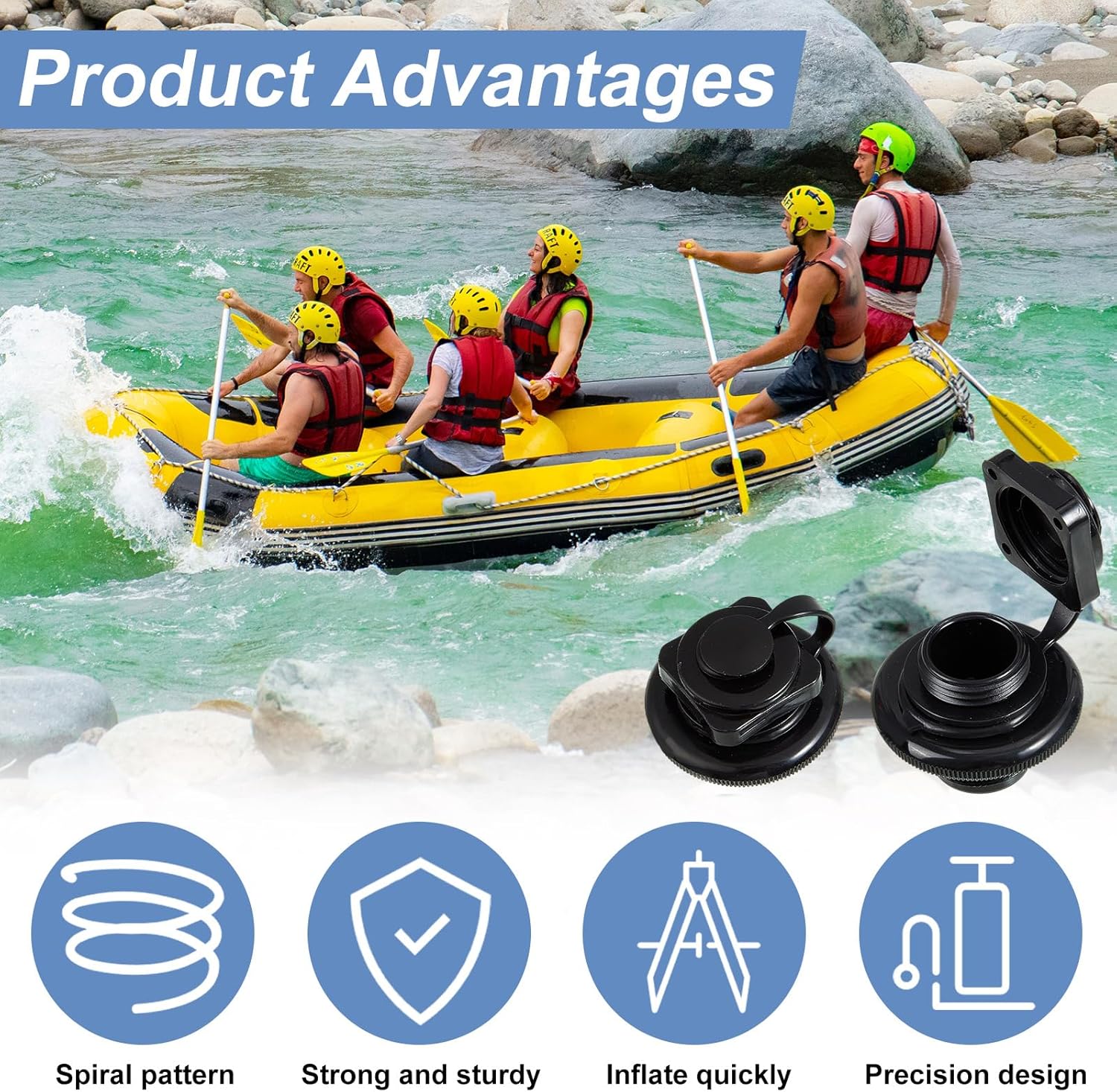Inflatable Boat Air Valve Inflatable Boat Spiral Air Plugs One Way Inflation Boston Valve Replacement Screw for Pool Rubber Dinghy Raft Kayak Boat
