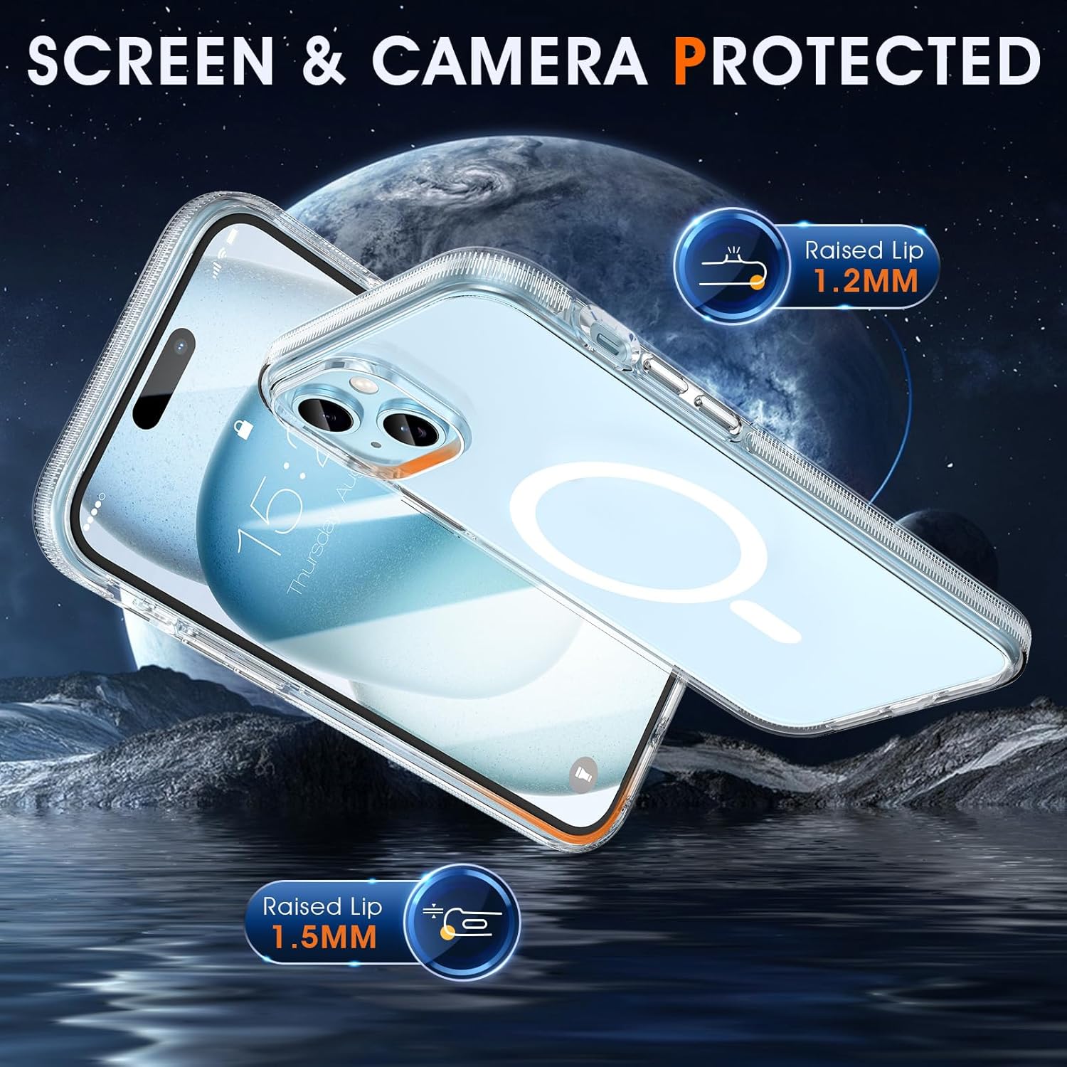 MILPROX Funda compatible con iPhone 15 Plus  Compatible con MagSafe  Diseño magnético transparente transparente  Antideslizante que no se amarillea