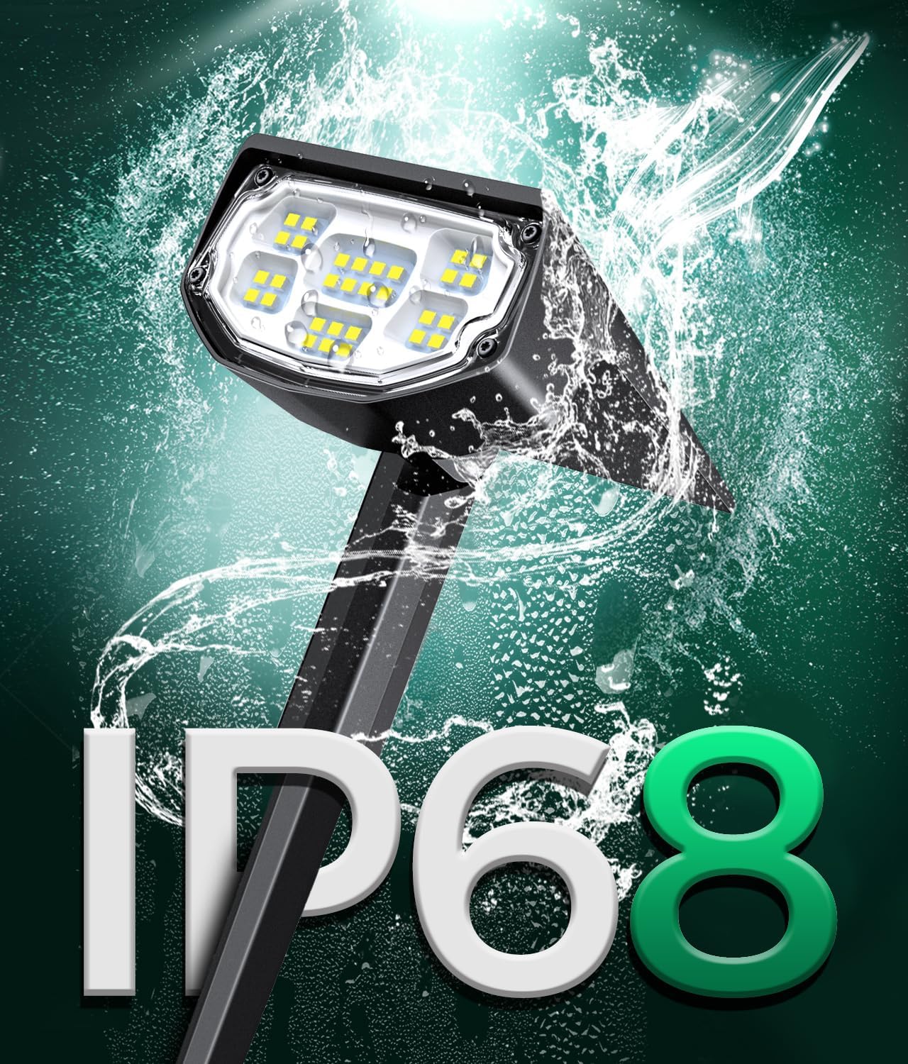 Airmee Luces solares para exteriores para exteriores, 700 lúmenes, luces de punto brillantes IP68 impermeables, 3 modos, luces solares de paisaje de