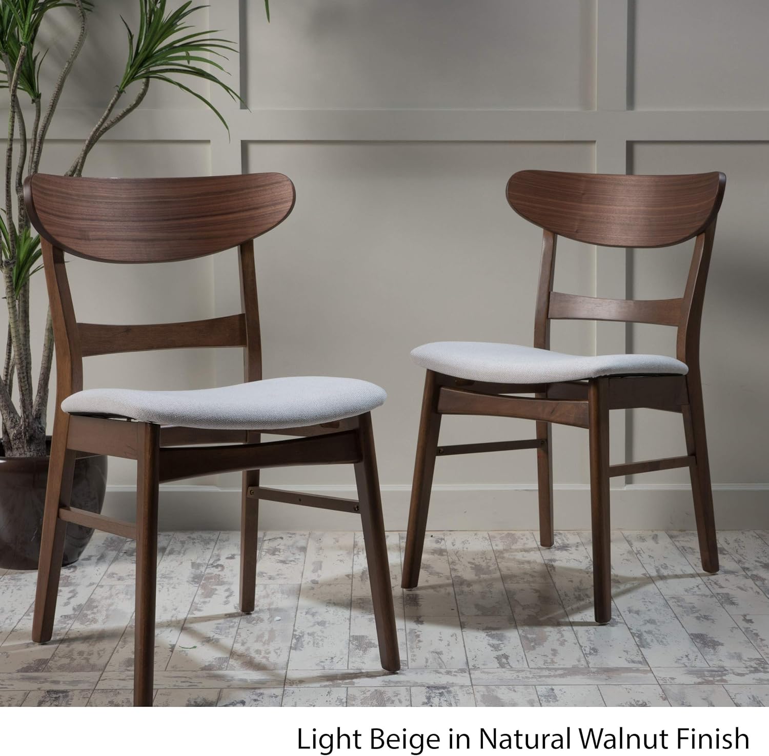 Christopher Knight Home Idalia – Sillas de comedor, juego de 2 piezas, madera de goma, acabado beige claro  nogal