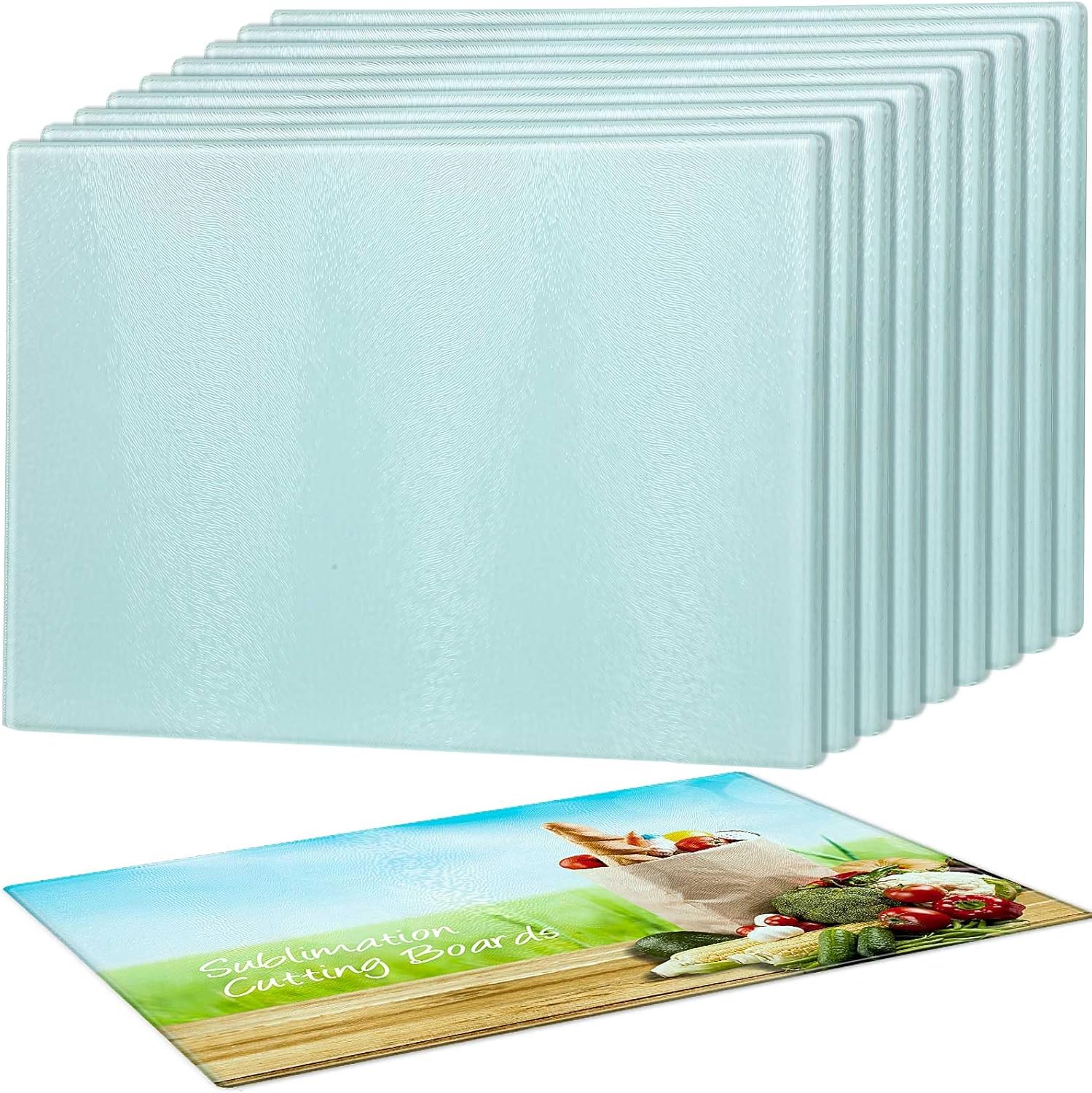 Nuenen 10 tablas de cortar de vidrio por sublimación para cocina, tablas de cortar de vidrio templado texturizadas, antideslizantes, resistentes al