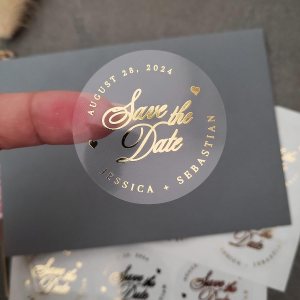 Calcomanías personalizadas para guardar la fecha, etiquetas de invitación de oro de boda, sellos de sobres personalizados, adhesivo transparente Calcomanías personalizadas para guardar la fecha, etiquetas de invitación de oro de boda, sellos de sobres personalizados, adhesivo transparente