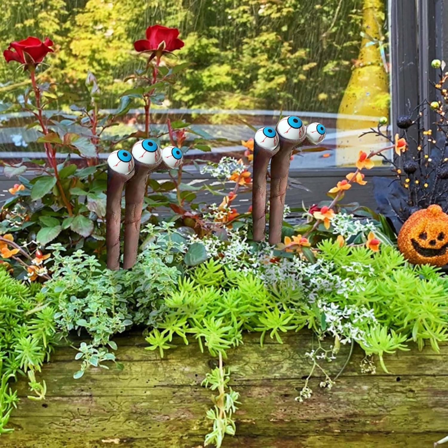 4 estacas de globo ocular para plantas de 6.7 pulgadas, accesorio de decoración de plantas de jardín de mal de ojo, decoración de macetas de