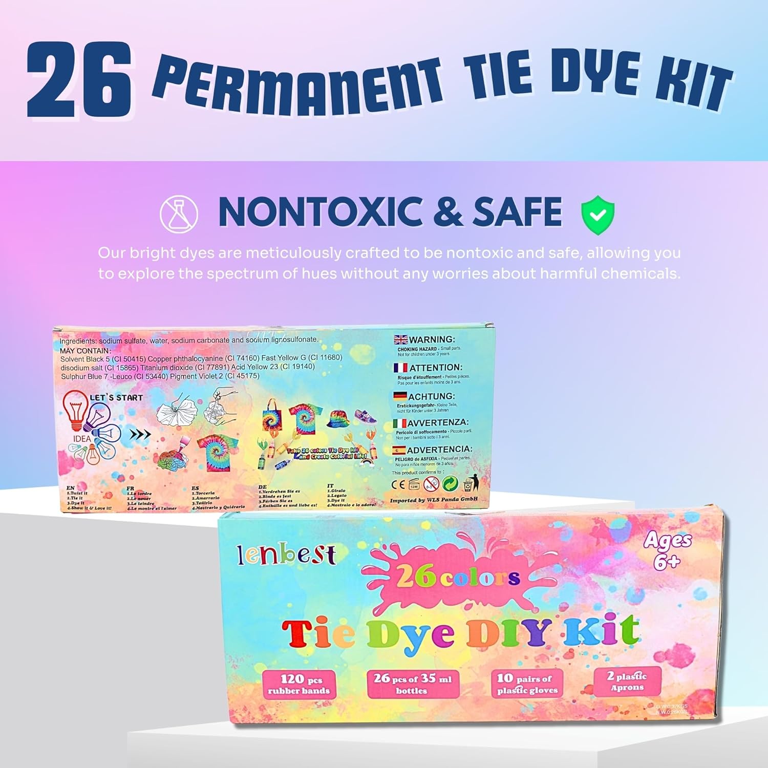 Kit de teñido anudado para niños y adultos, juego de teñido anudado con 26 polvos de teñido anudado, botellas de teñido anudado de 1.2 fl oz, bandas