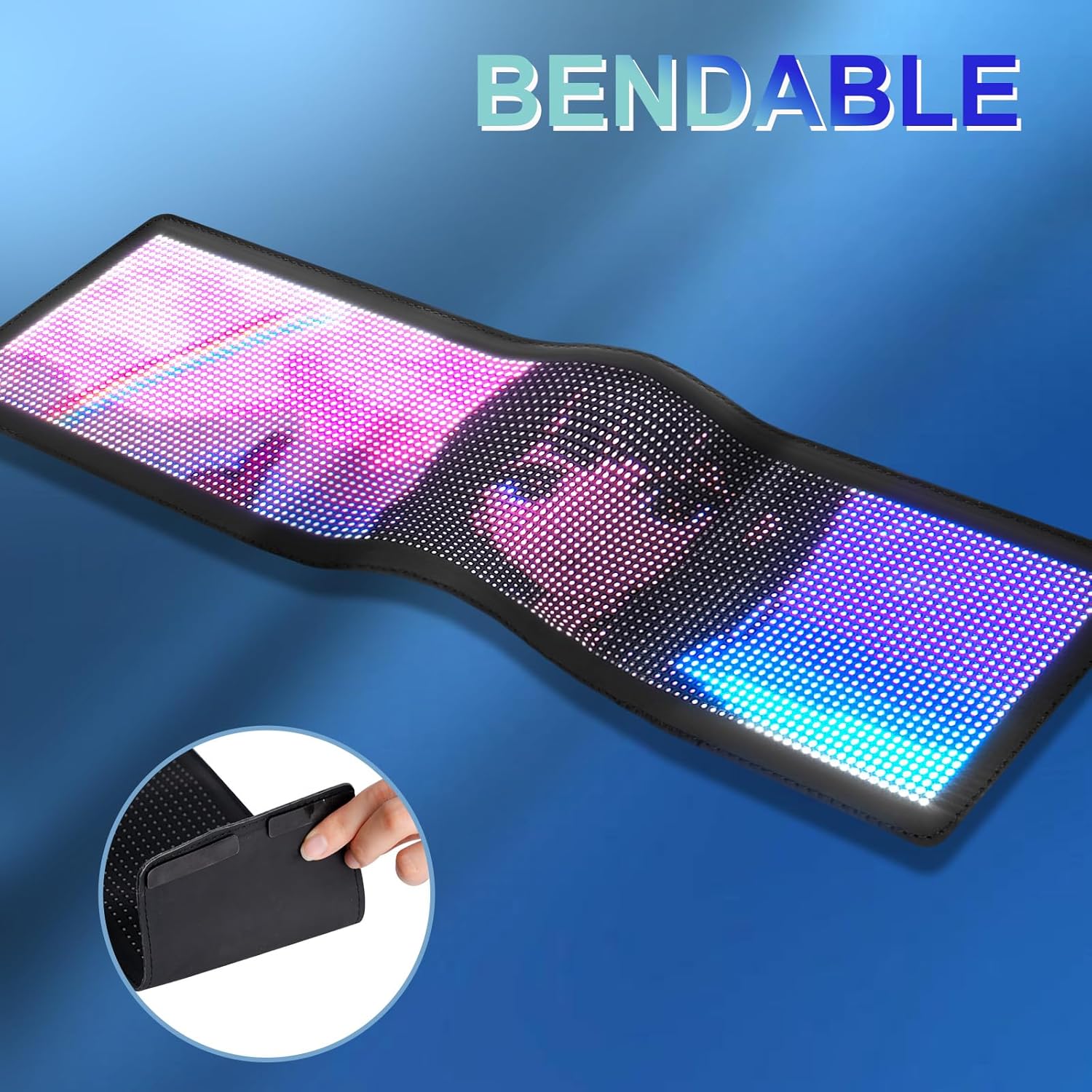 QNK P3.75 – Letrero LED de desplazamiento grande, 19.7 x 5.9 pulgadas, USB flexible de 5 V, Bluetooth, control de aplicación, programable, pantalla