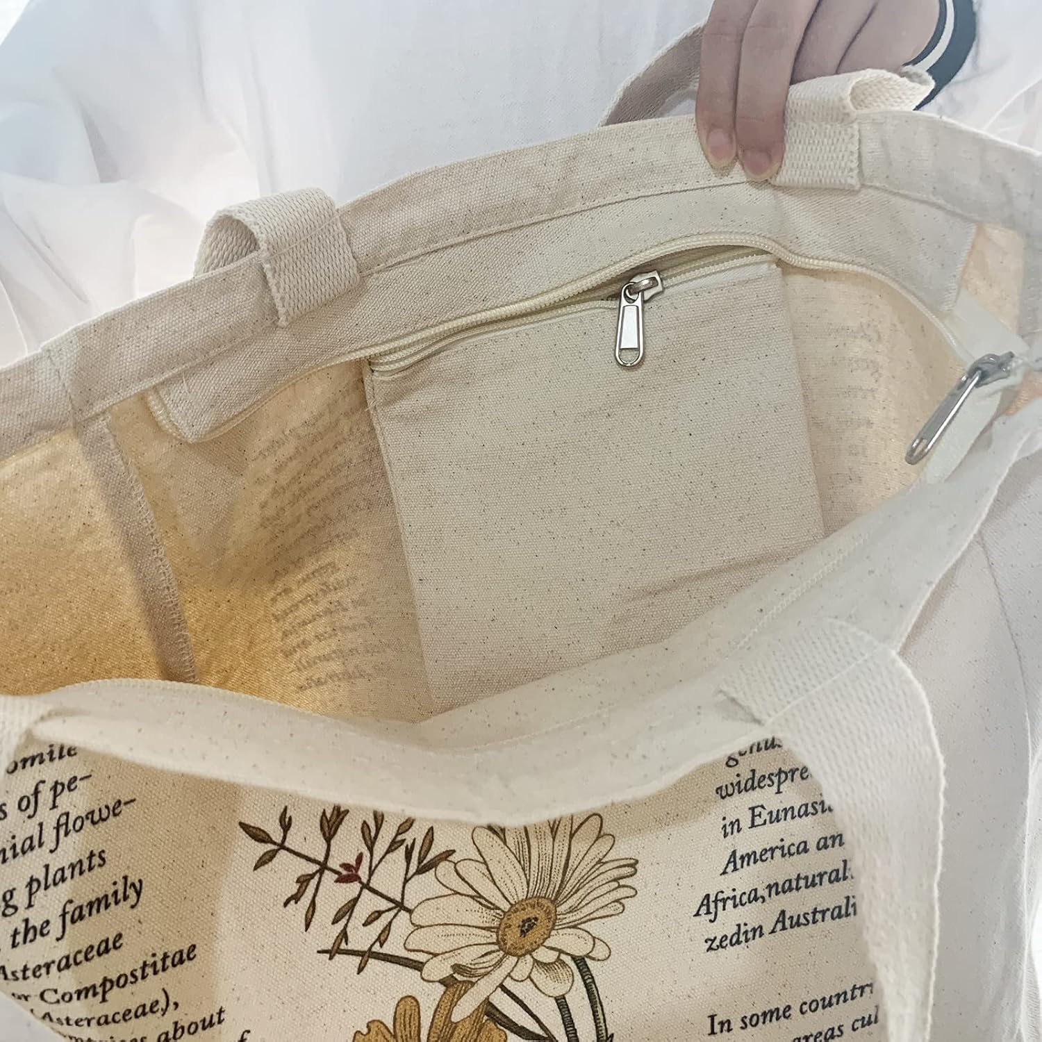 BROADREAM Bolso de lona con cremallera y bolsillo interior