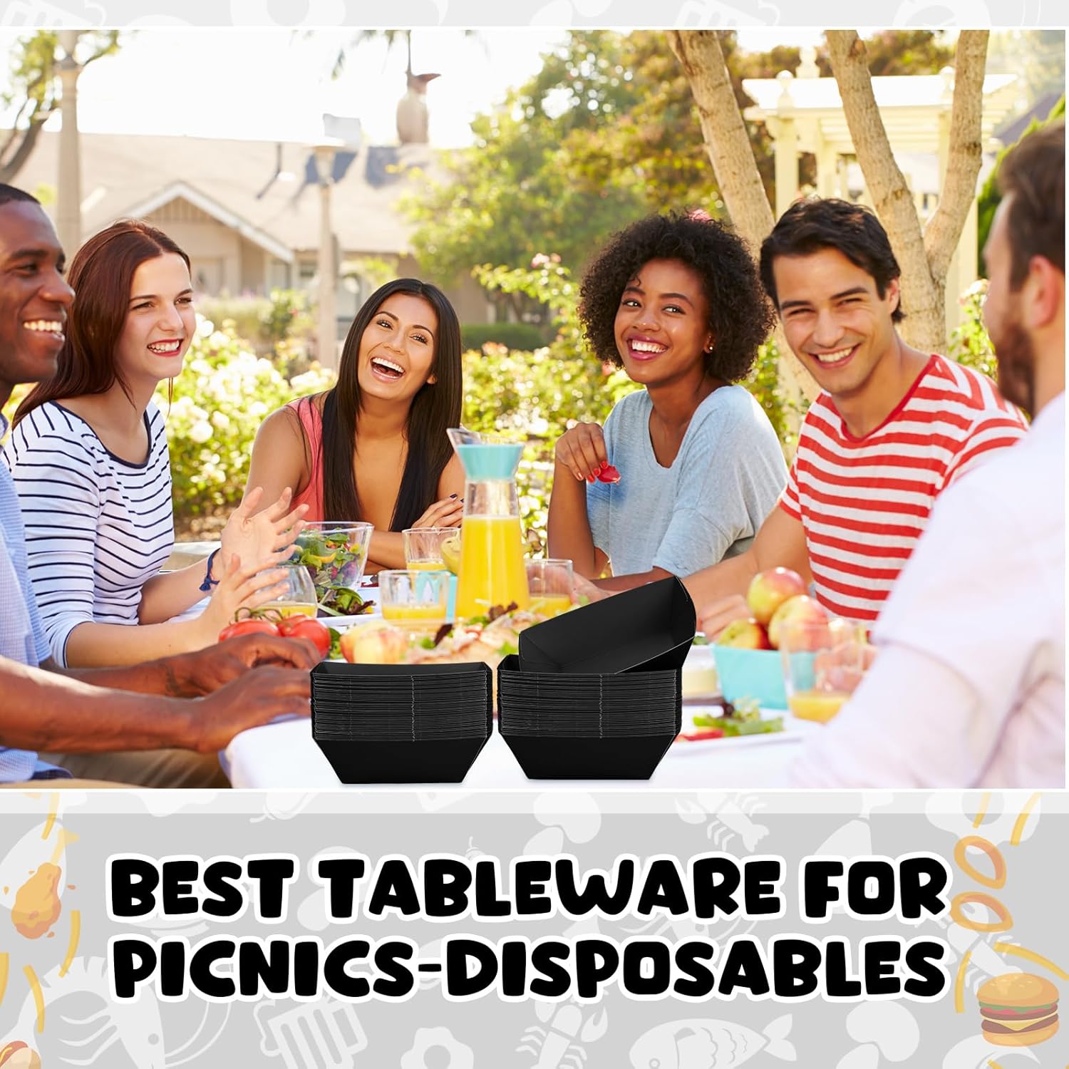 Uiifan 200 unidades de papel para barcos de comida desechable, bandejas de comida rápida para nachos, resistentes a la grasa, bandeja desechable de