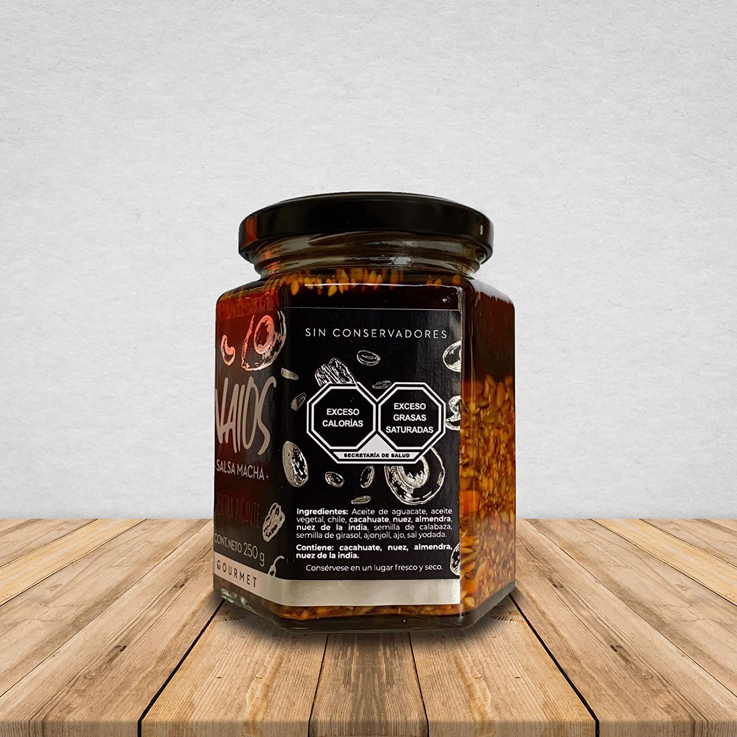 NAIOS SALSA MACHA 2 PACK (Extra PicanteOriginal) Hecho a mano con 7 tipos diferentes de semillas y aceite de aguacate premium
