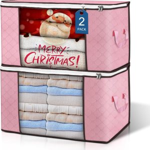 Budding Joy Bolsas de almacenamiento grandes de 90 litros, paquete de 2 contenedores de almacenamiento plegables para armario, contenedores de Budding Joy Bolsas de almacenamiento grandes de 90 litros, paquete de 2 contenedores de almacenamiento plegables para armario, contenedores de