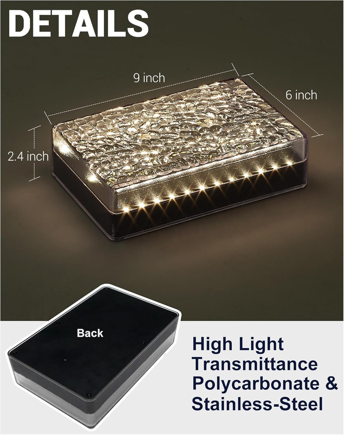 SHONE Luces solares para camino, IP67 impermeable LED de jardín al aire libre, 6 x 9, blanco cálido, decoración de paisaje súper brillante,