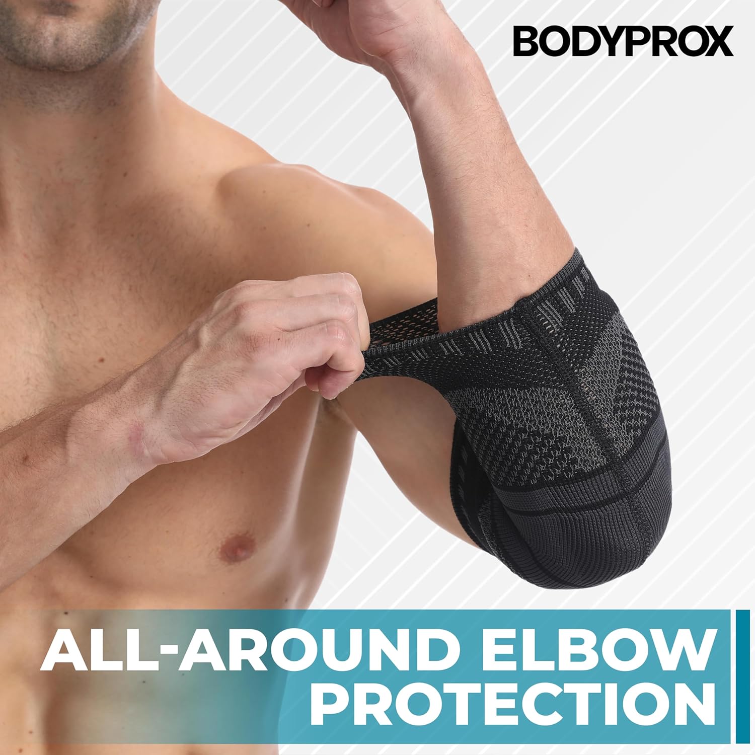 Bodyprox Manga de compresión de codo  Soporte mejorado para codo de tenis, codo de golfista y dolor general de codo  Transpirable, ajuste cómodo,
