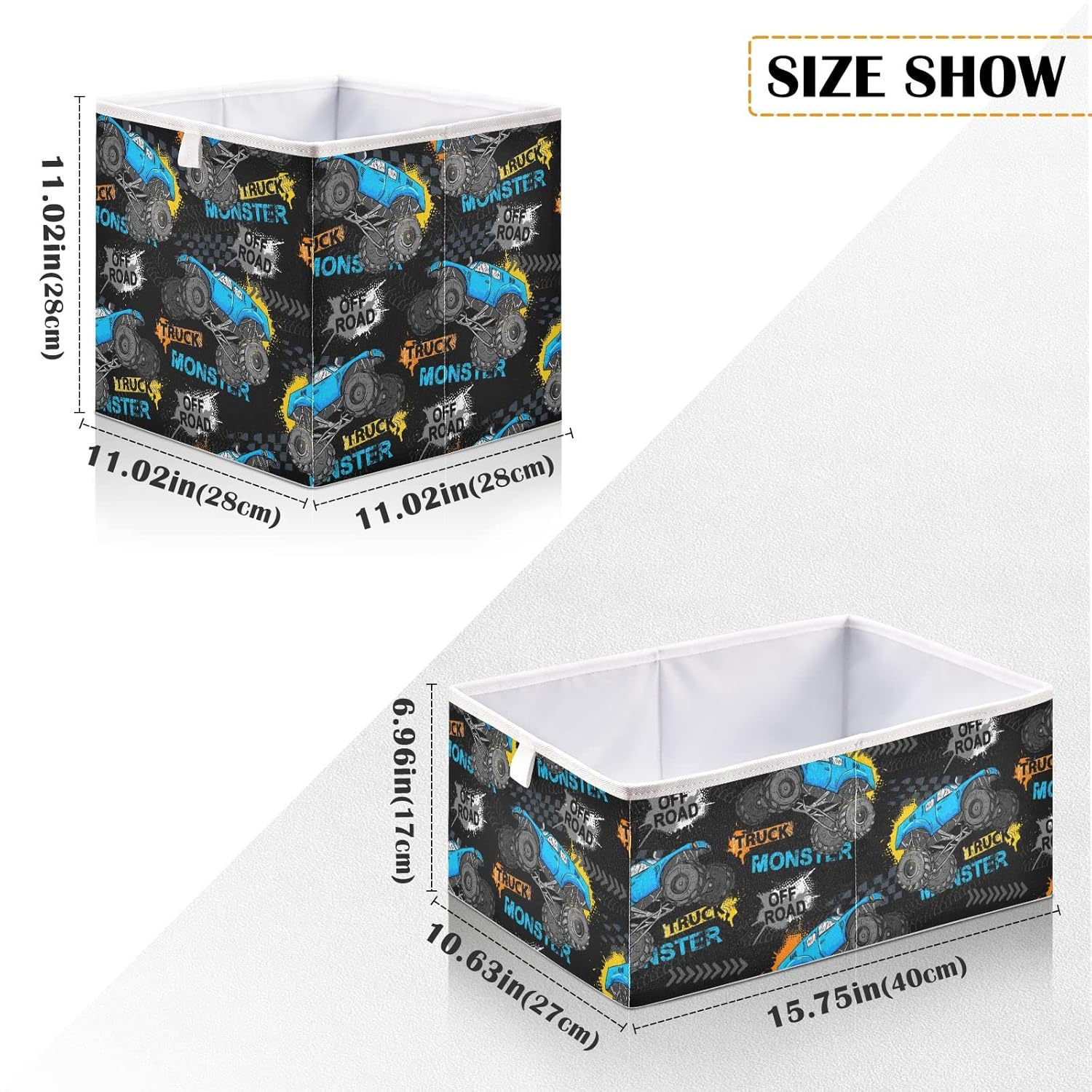 Monster Truck – Cubo de almacenamiento de neumáticos de camión, cubos de almacenamiento plegables impermeables para cubos organizadores de cubos