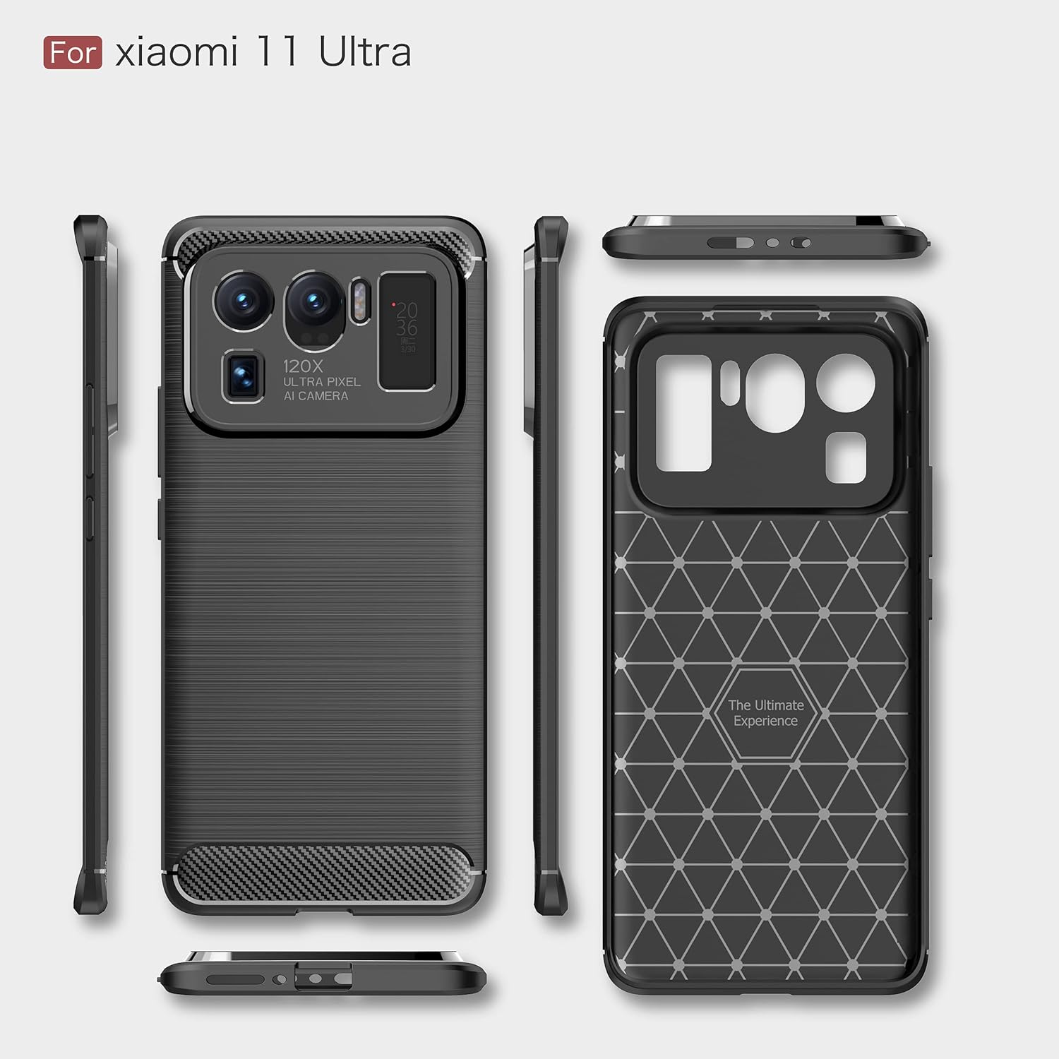 Funda compatible con Xiaomi Mi 11 Ultra, cubierta de diseño de textura de fibra de carbono, funda de absorción de impactos diseñada para Xiaomi Mi