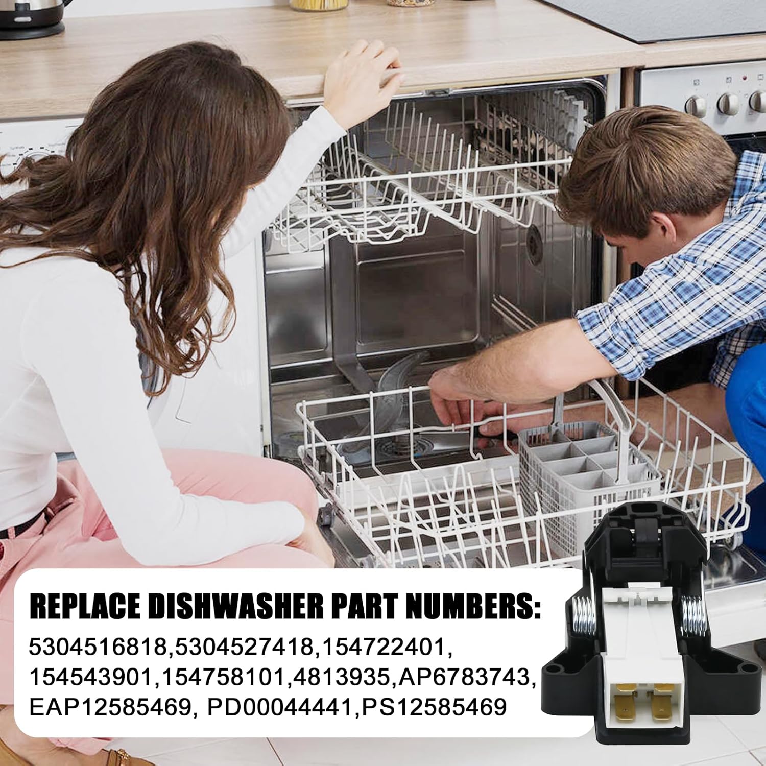 Pestillo de puerta para lavavajillas 5304516818 compatible con Frigidaire, Crosley, Ikea, Kenmore Kit de pestillo para lavavajillas reemplazado