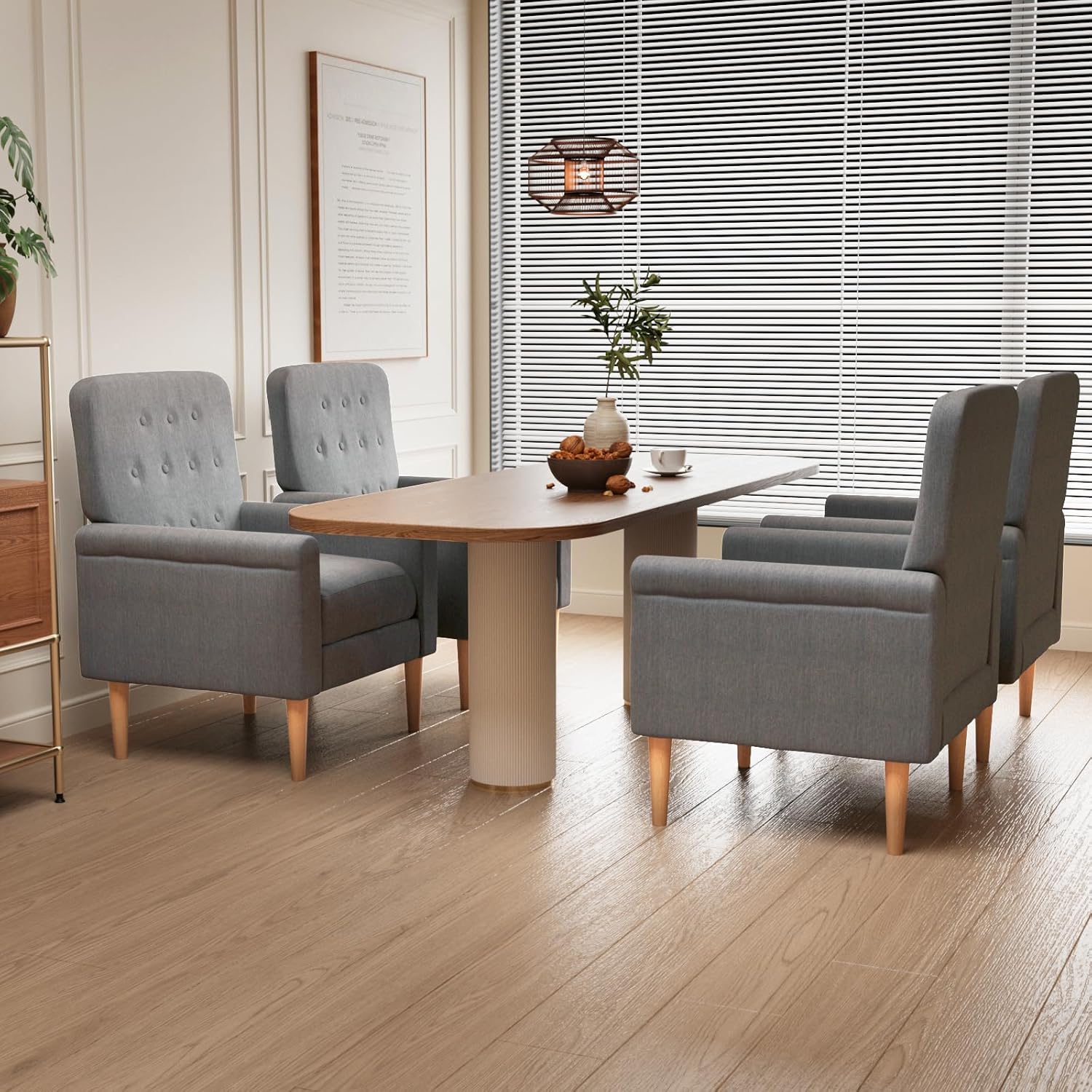 Silla decorativa de tela, sillón moderno de mediados de siglo, cómodo sofá individual con patas de madera, para sala de estar, dormitorio, oficina,