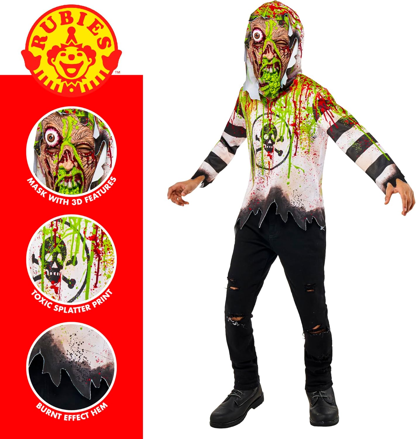 Child’s Forum Toxic Kid Costume Shirt With Hood and MaskCostume Shirt with Hood and Mask