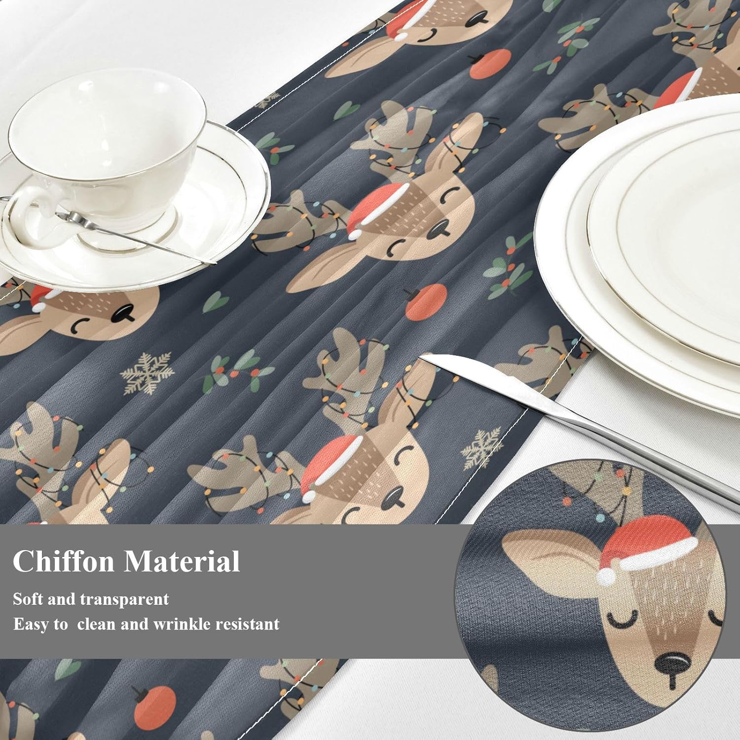 Christmas Reindeer Table Runner Fall Decor for Kitchen Decorations Christmas Table Runner 120 Inches Long