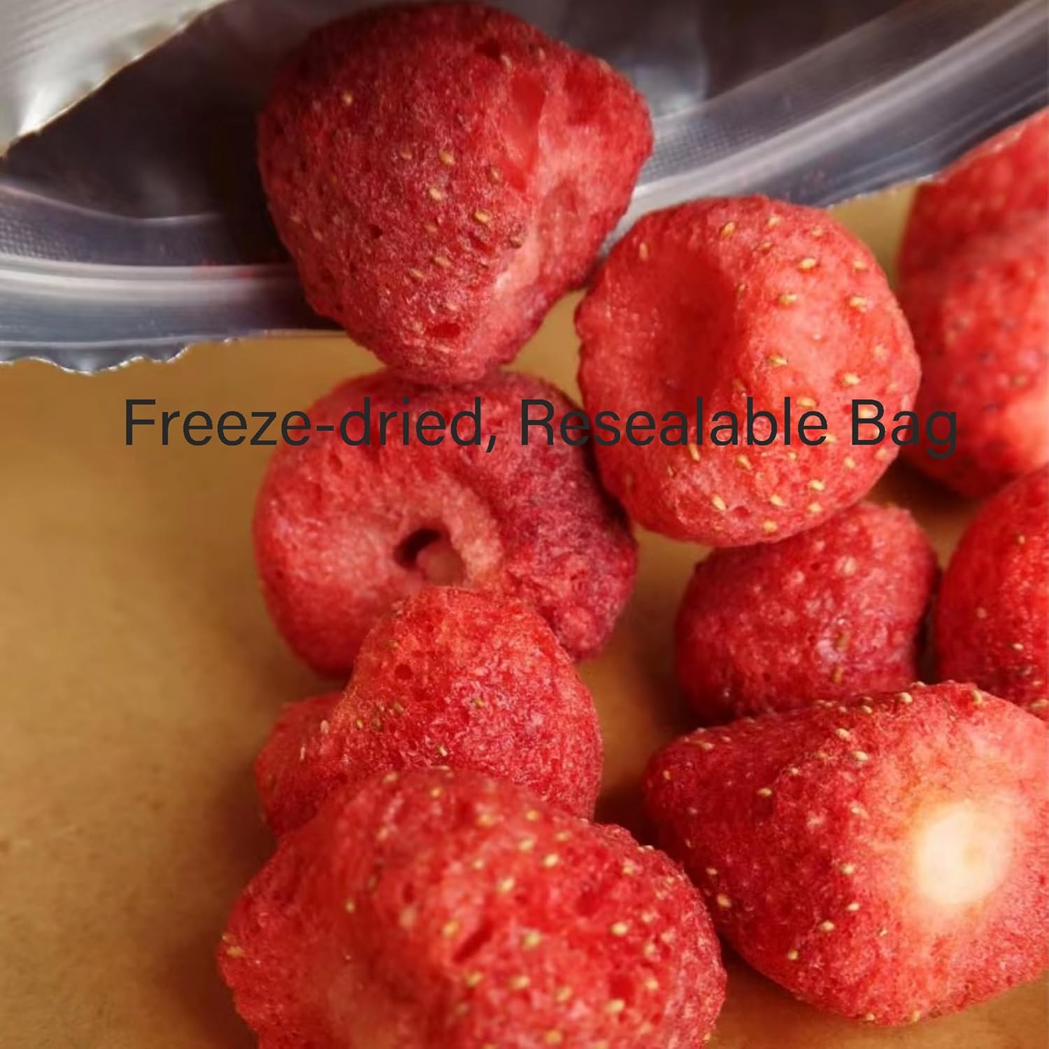 Xiaocun Diary, Bocadillos de frutas de fresa, fritas liofilizadas en bolsa resellable, 100% fruta entera de sabor original natural, paquete de 3.8
