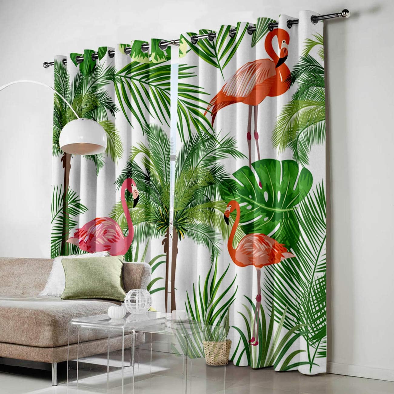 Blackout Curtains Thermal Insulated Flamingo Solid Pattern Metal Grommet Elegant Room Drapes Window Curtain for Bedroom Living Room 40×84 Inch x2