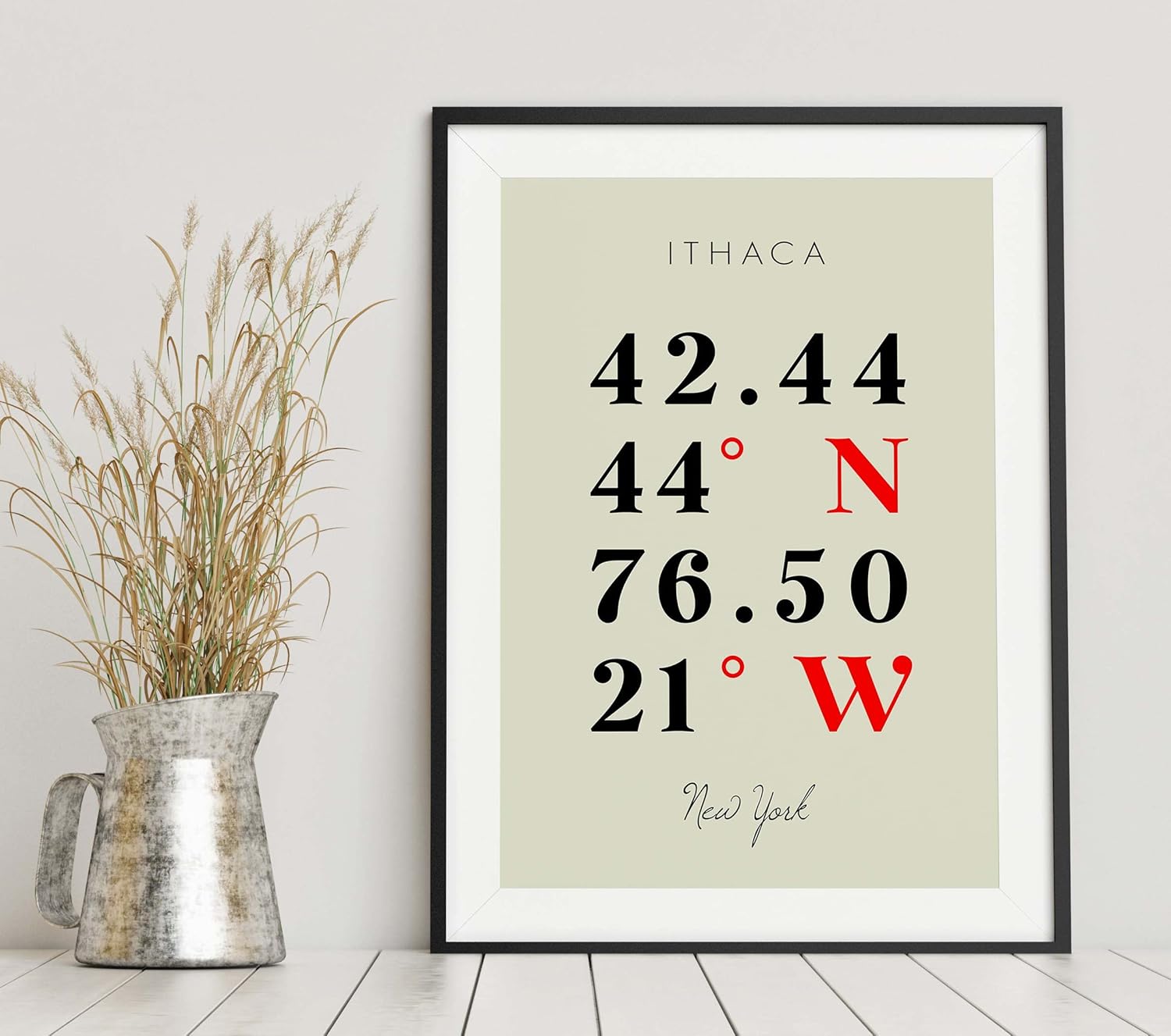 Mapa de Ithaca, New York, Coordenadas Multilíneas de Colores (8×10)