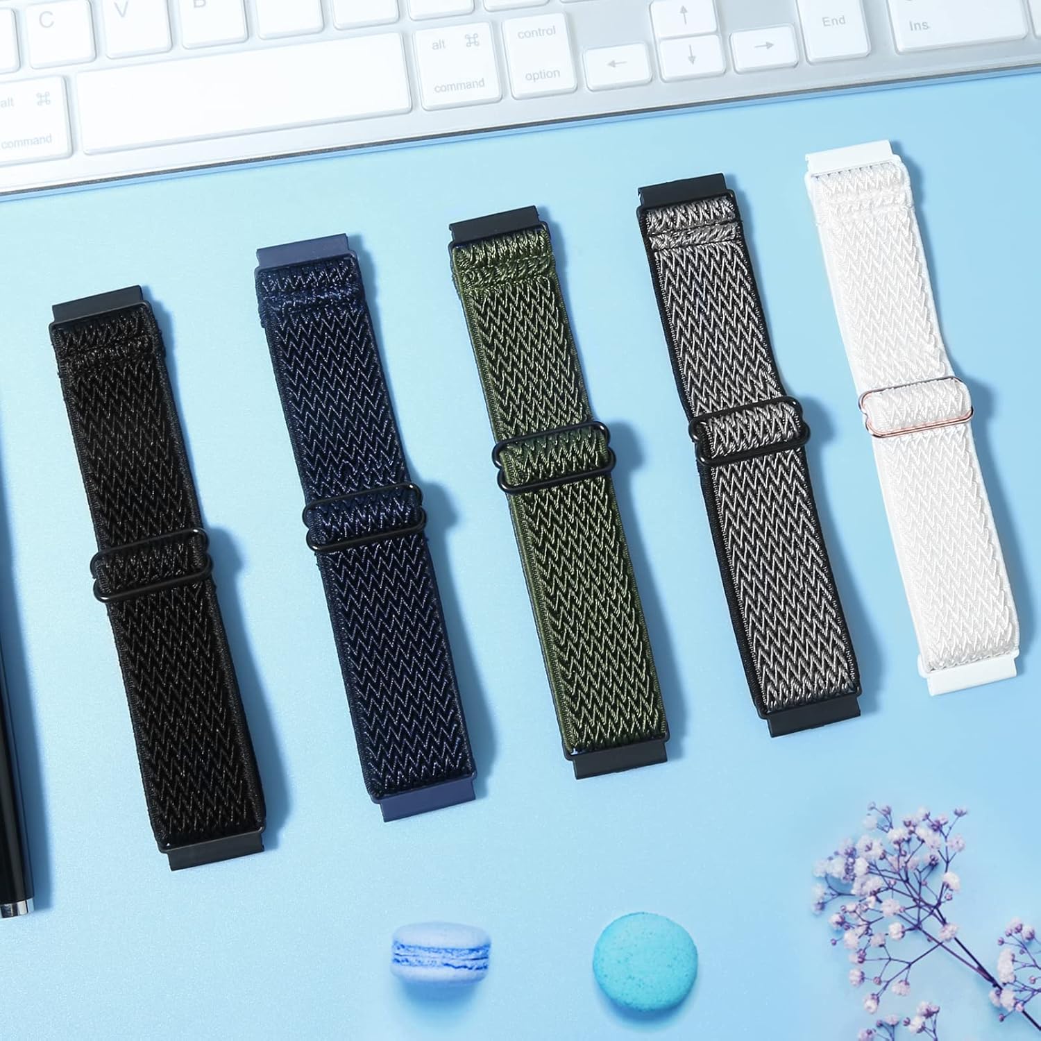 Correas de 0.866in compatibles con Samsung Galaxy Watch 3 de 1.772in, Galaxy Watch de 1.65 pulgadas, Gear S3 Frontier, correa elástica ajustable de
