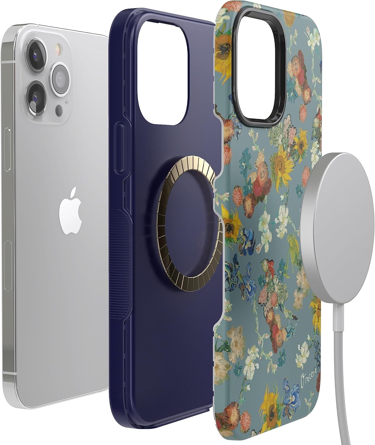 Casely Funda para iPhone 13 Pro  Flores de Van Gogh  50 aniversario  Compatible con MagSafe  Funda de teléfono iPhone 13 Pro