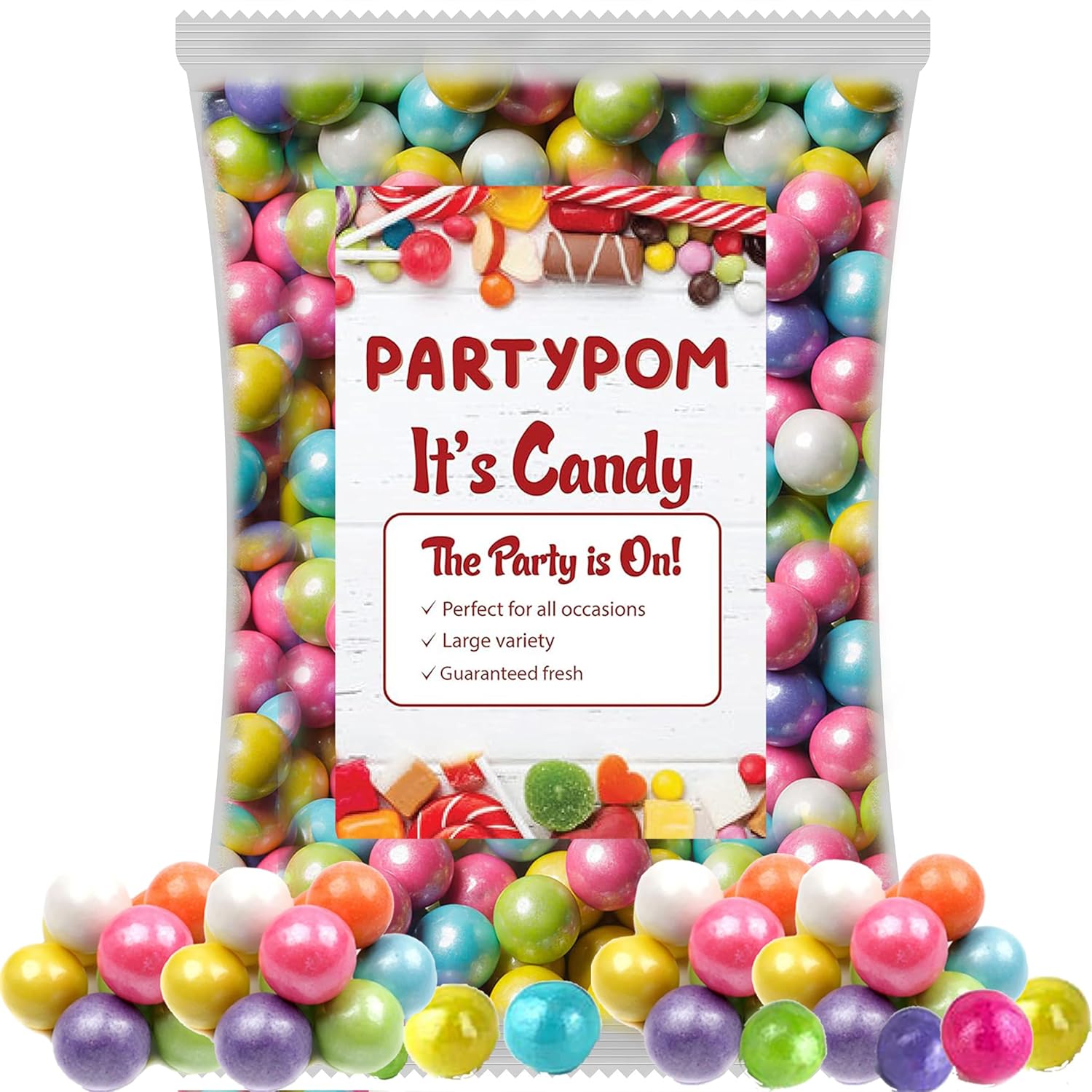 Color It Candy Shimmer – Bolas de goma de mascar de 2 libras a granel mixtas de 1 pulgada, bolas de goma surtidas para máquina de chicle, tarros de