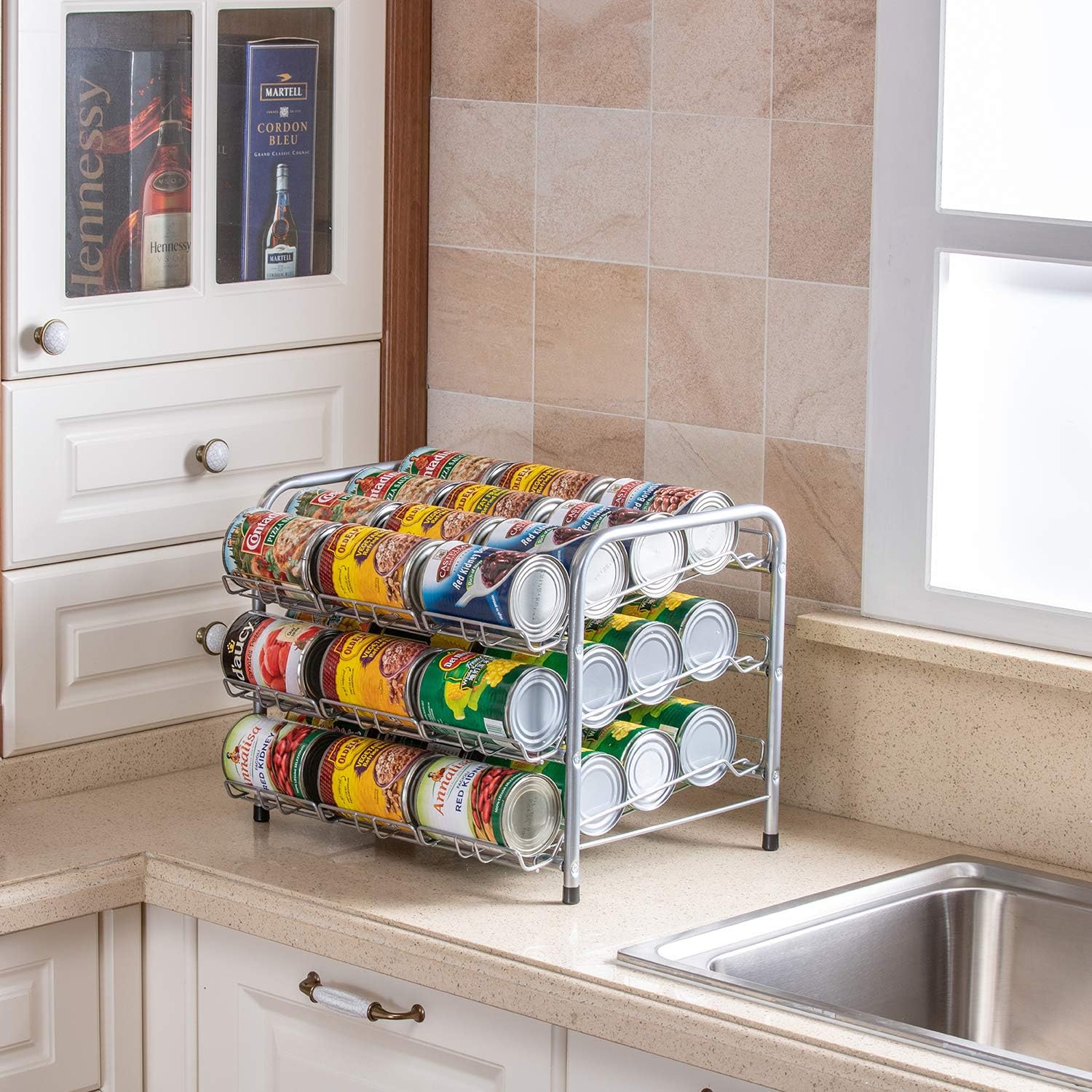 Rice rat Organizador de latas para despensa, dispensador de almacenamiento de latas para alimentos enlatados (3 niveles)