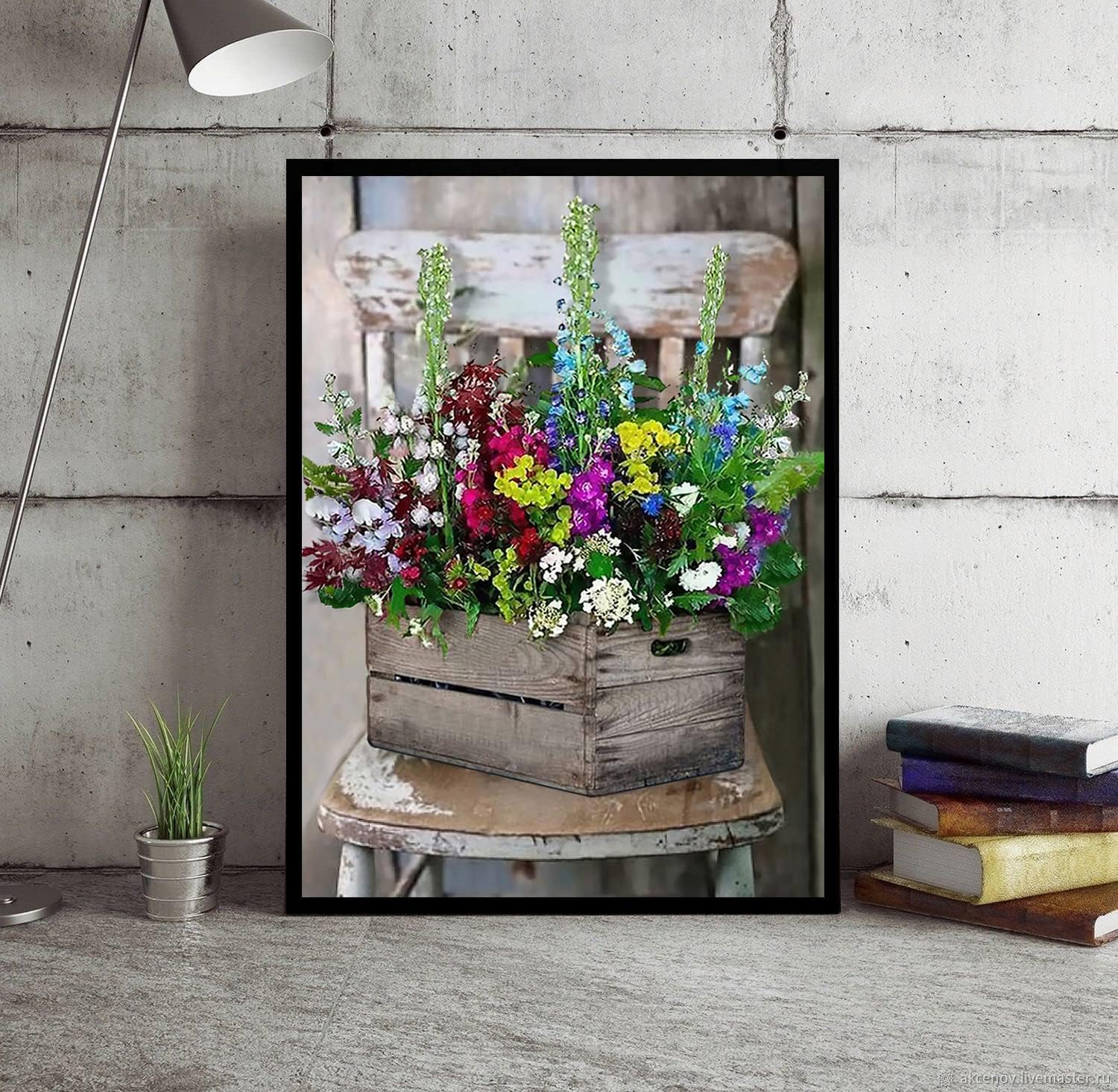 Clendo Kit de pintura al óleo para principiantes para niños, pintura de flores por números para adultos con pinceles de pintura, pintura acrílica de