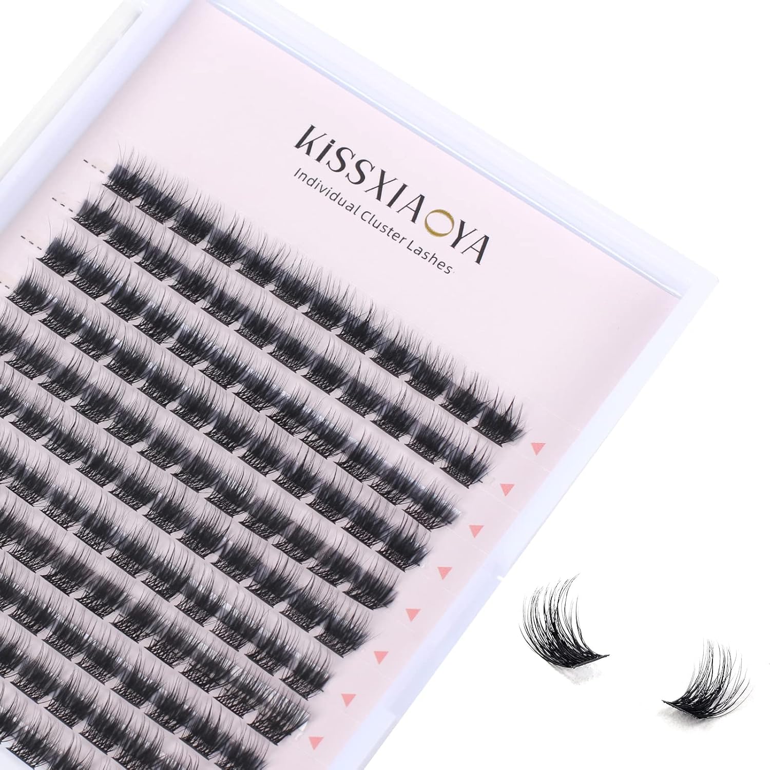 KISSXIAOYA Extensiones de pestañas en racimo, 144 pestañas postizas individuales en racimo D de 0.433 in, pestañas postizas de tallo ancho, suaves y