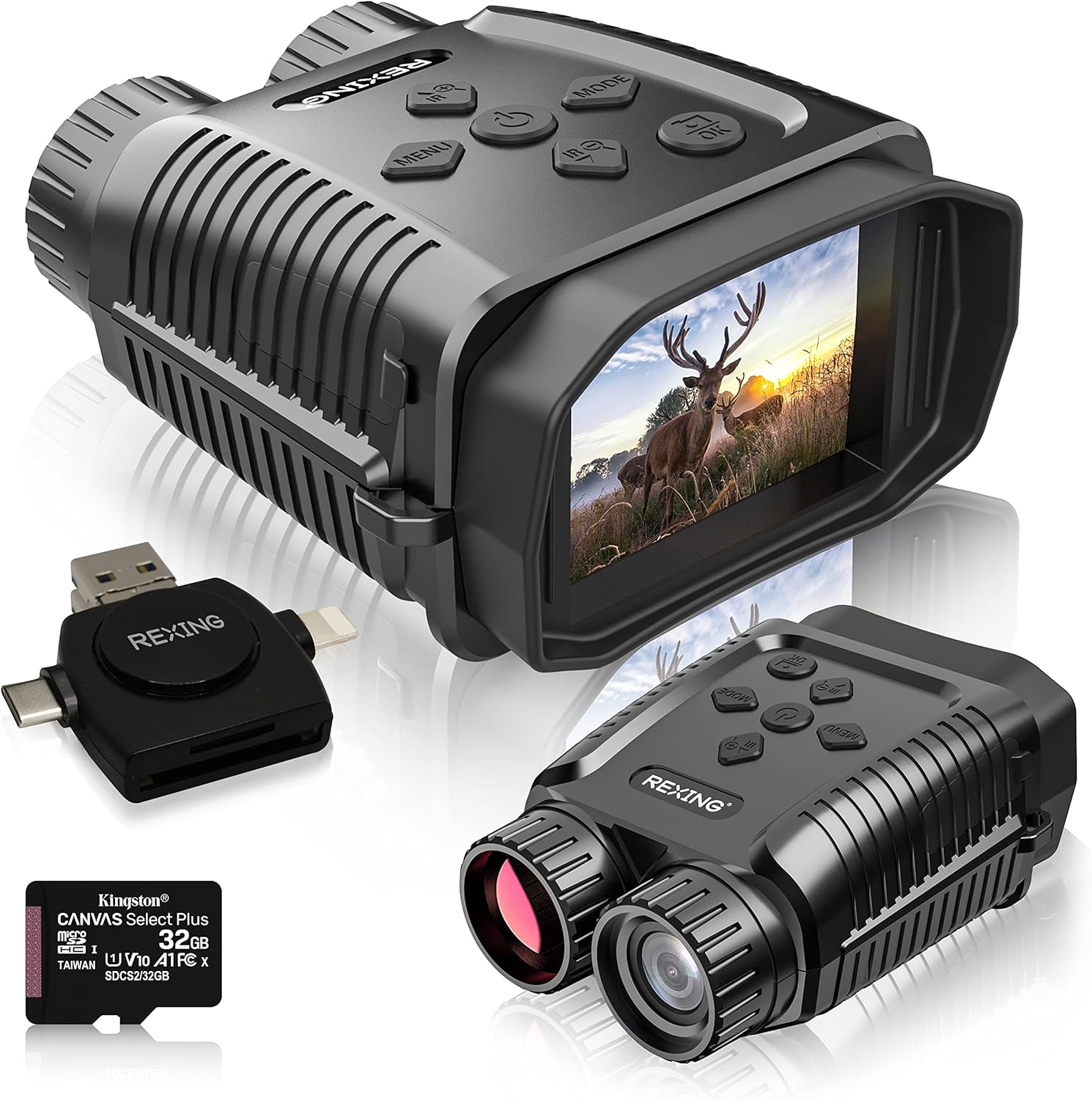 RexingUSA B1 Mini – Mini prismáticos digitales de visión nocturna 4K – Binoculares infrarrojos de viaje para guardar imagen y video con pantalla de